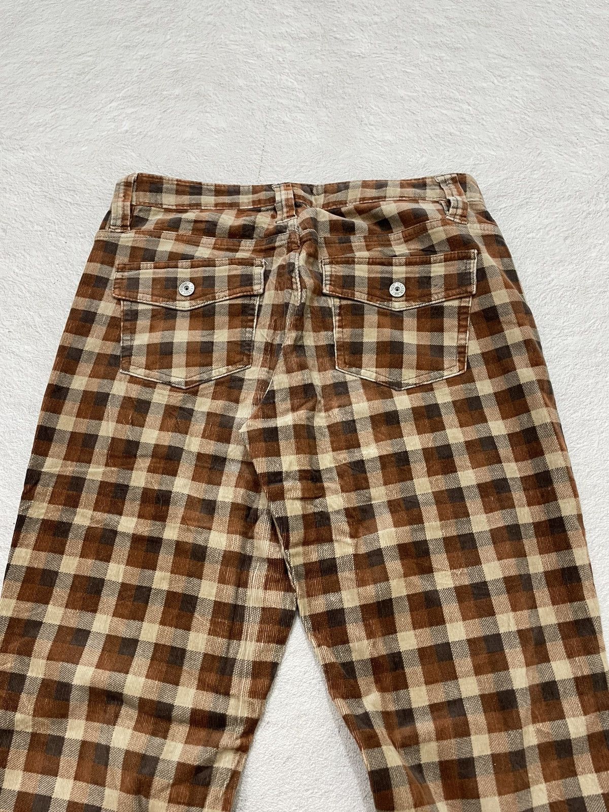 Beams Japan 2000s Sasson Japanese Pants Plaid Corduroy Y2K LGB Flare Size 28" / US 6 / IT 42 - 6 Thumbnail