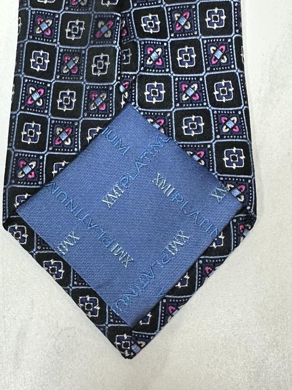 XMI Platinum XMI Platinum Men's Tie 100% silk navy/multicolored geometric Size ONE SIZE - 3 Thumbnail