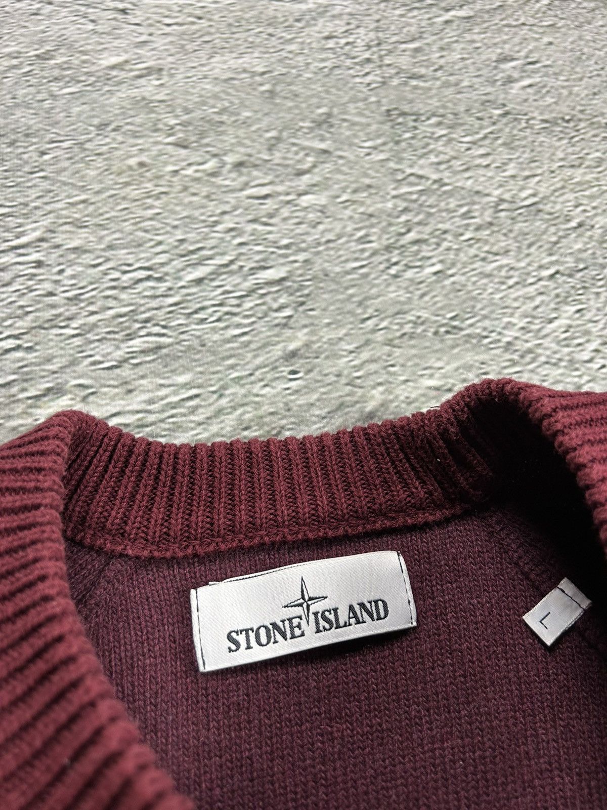Stone Island × Vintage Stone island burgundy sweater knit Size US L / EU 52-54 / 3 - 2 Thumbnail