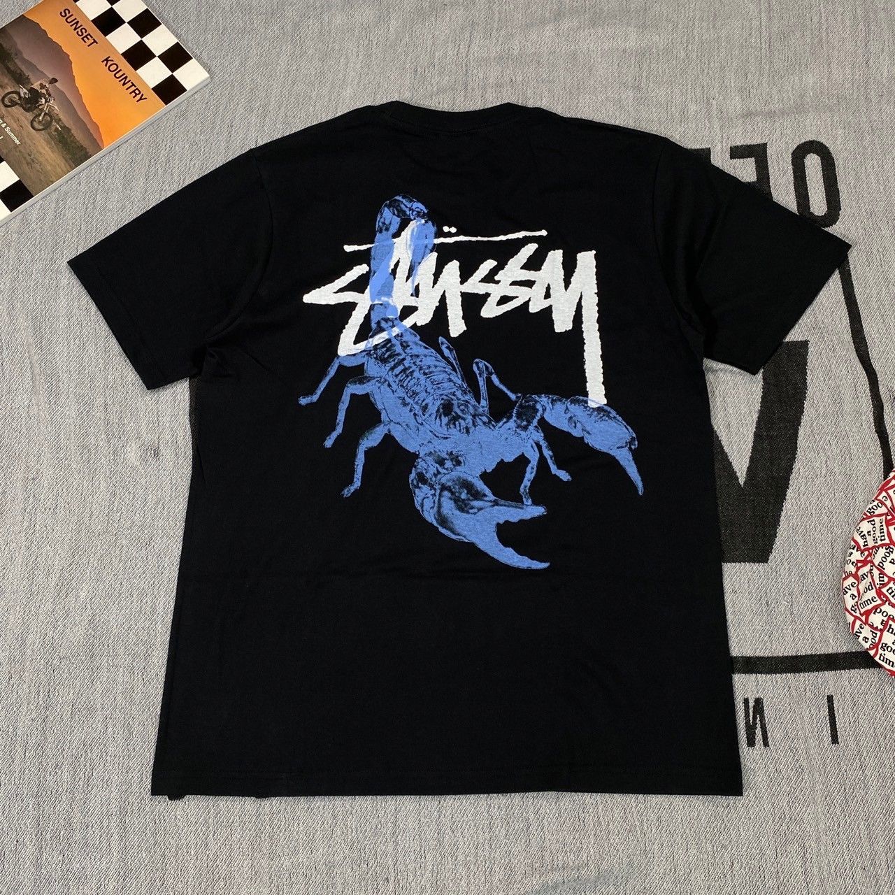 image of Stussy Scorpion Logo Tee Large in Black, Men's