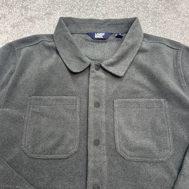 Lands' End Lands' End Button Down Fleece Shirt Shacket Mens 2XL Gray Pockets Outdoor Shirt Shirt-Upper Size US XXL / EU 58 / 5 - 4 Thumbnail