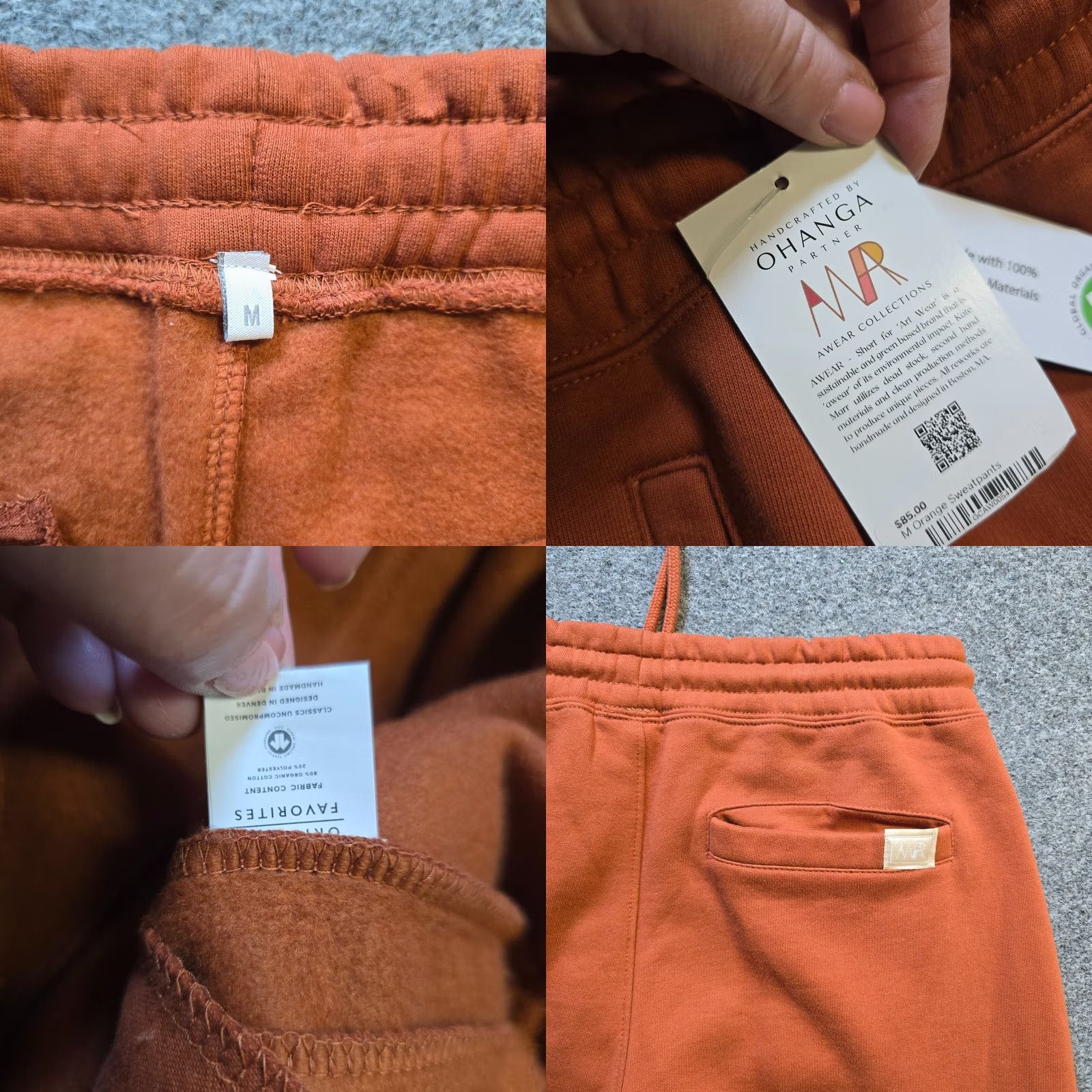 Vintage Ohanga Sweatpants Womens M Orange Jogger Pockets Lounge Casual Tapered Fleece Cotton Blend Regular Inseam 32" Pants Size 32" / US 10 / IT 46 - 8 Thumbnail