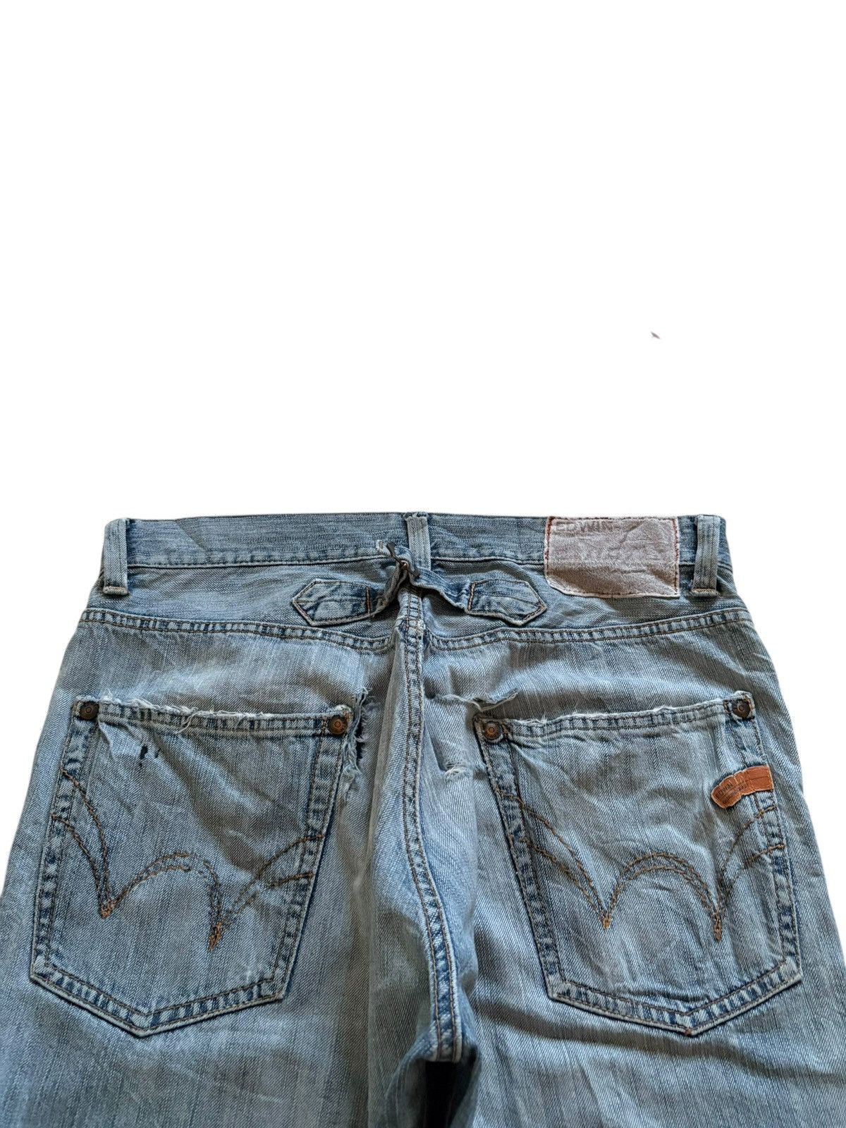 Edwin SALES🔥Vintage Edwin Buckle Back Distressed Baggy Jean Short Size US 35 - 10 Thumbnail