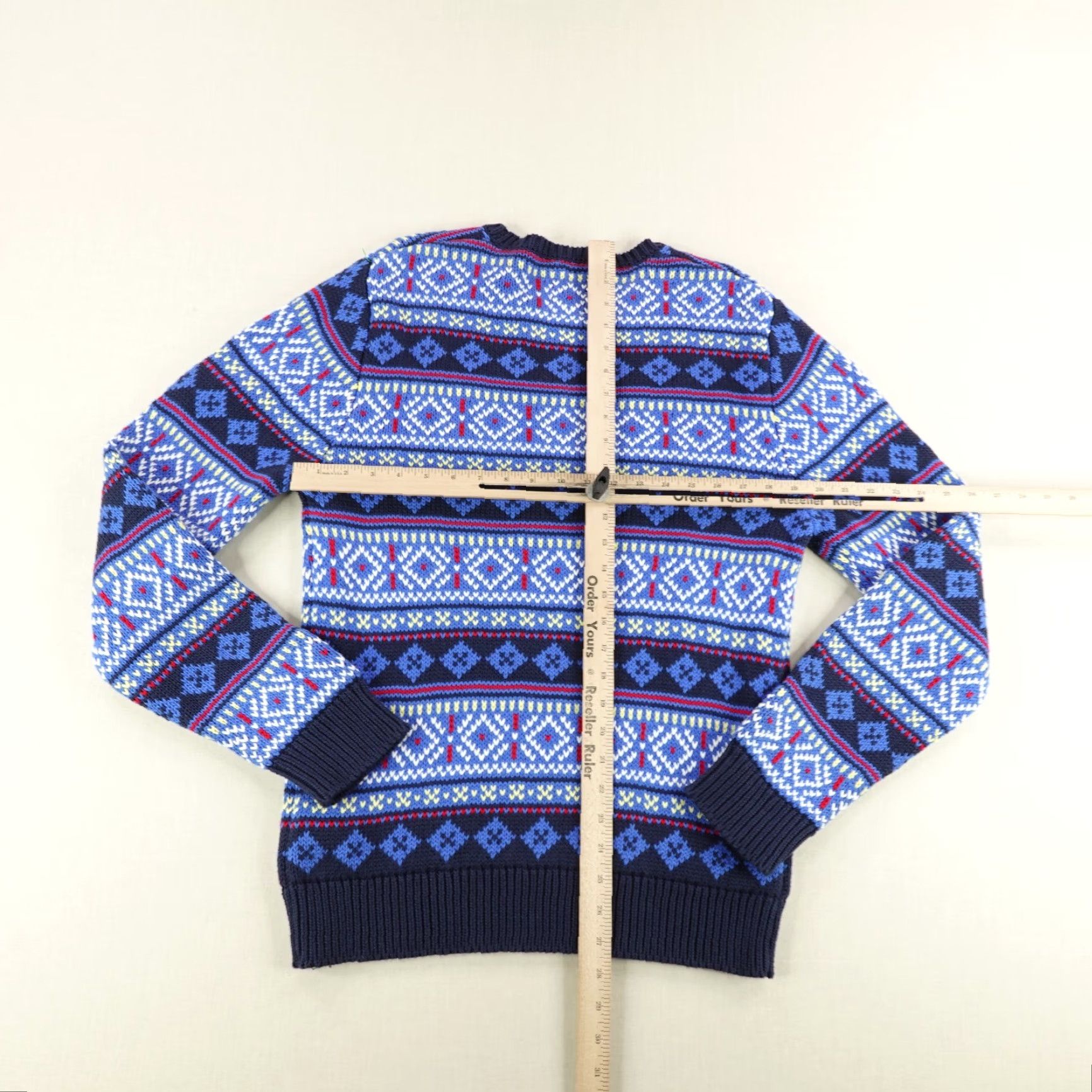 Levi's VINTAGE Levi's Sweater Shirt Mens M Blue Fair Isle Geometric Holiday Pullover Crew Neck 80s 90s Mens Size US M / EU 48-50 / 2 - 4 Thumbnail