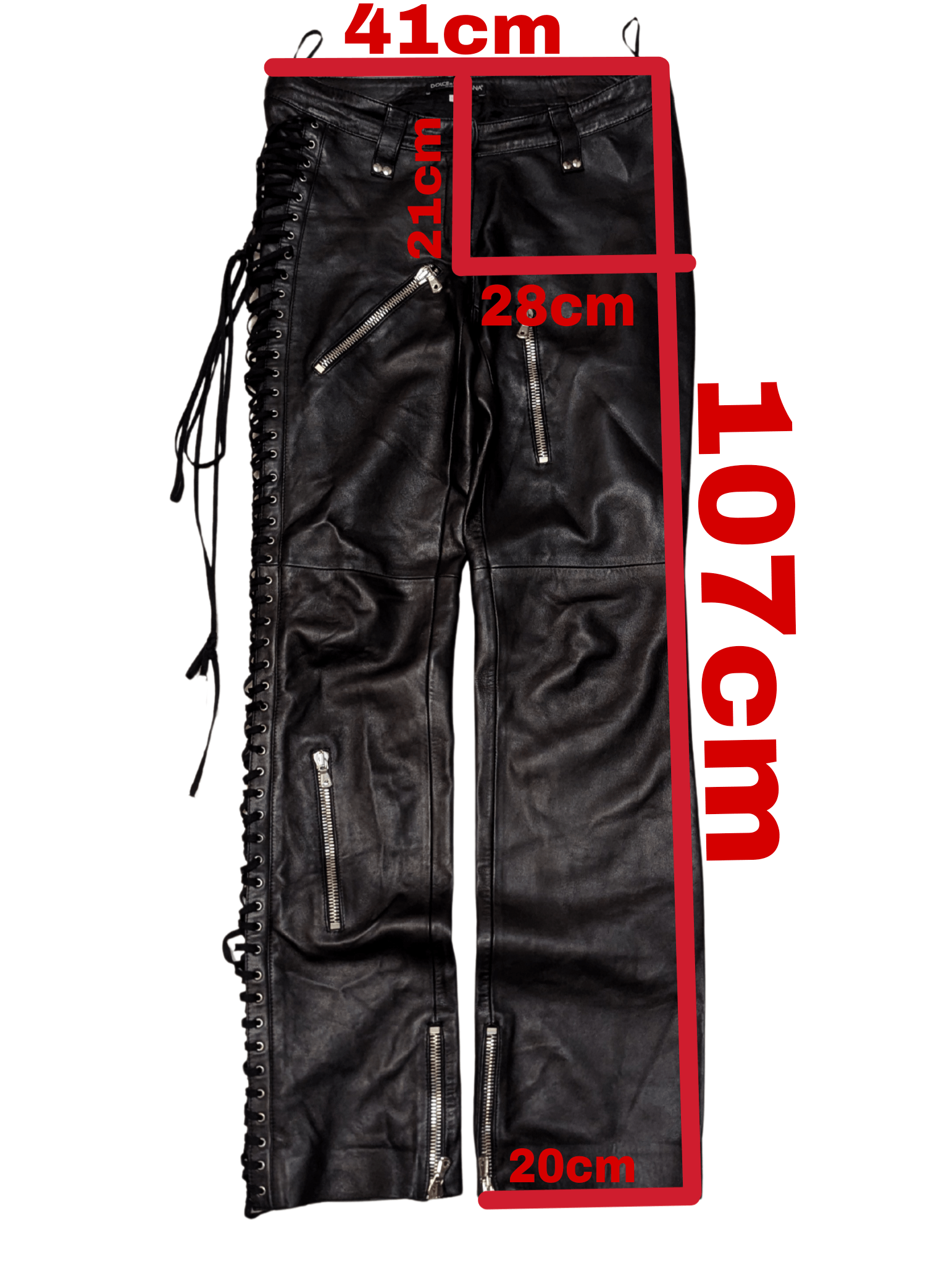 Dolce & Gabbana Vintage Dolce & Gabbana Leather Lace-Up Gothic Pants – Black Size 28" / US 6 / IT 42 - 17 Thumbnail