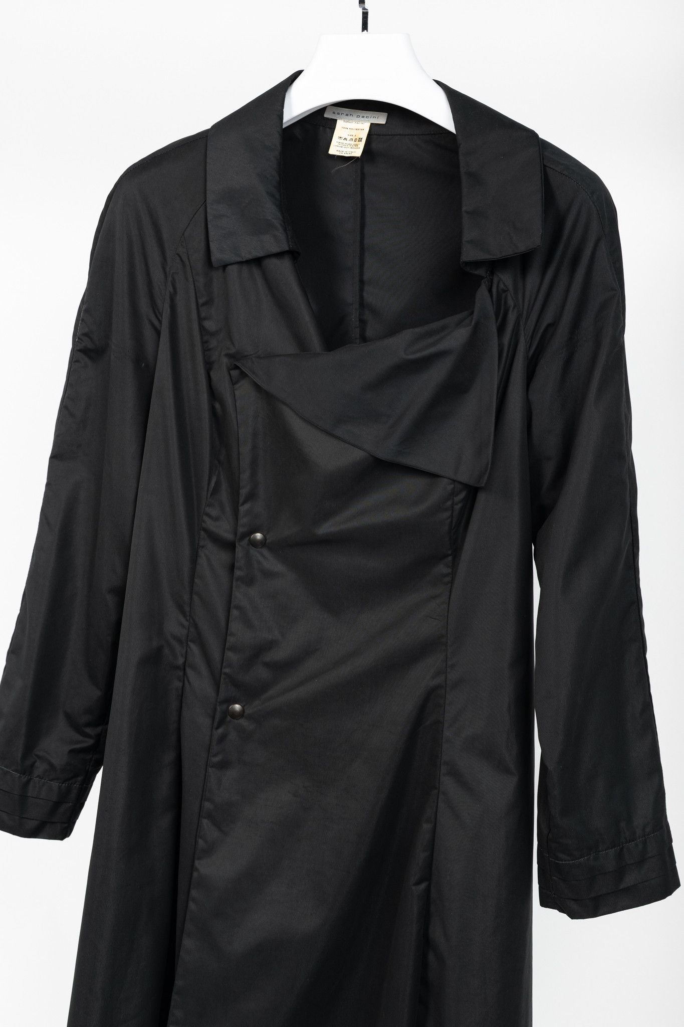 Sarah Pacini Sarah Pacini Black Asymmetrical Cowl-Neck Coat Size M / US 6-8 / IT 42-44 - 3 Thumbnail