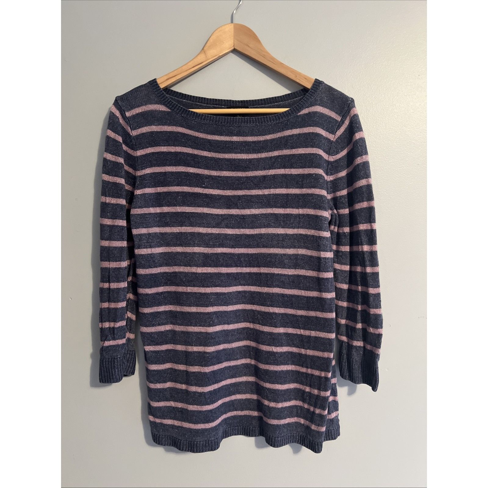 Talbots TALBOTS Women’s Crew Neck Sweater 100% Linen Blue Pink Strip Size L / US 10 / IT 46 - 1 Thumbnail