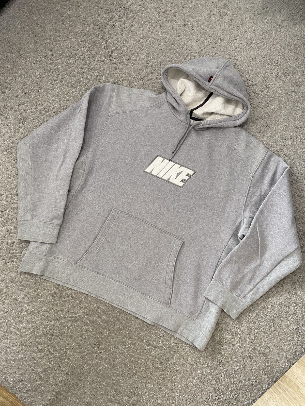 Nike × Vintage Nike Spell out Hoodie boxy fit XL silver tag 00s vintage y2k Size US XL / EU 56 / 4 - 18 Thumbnail