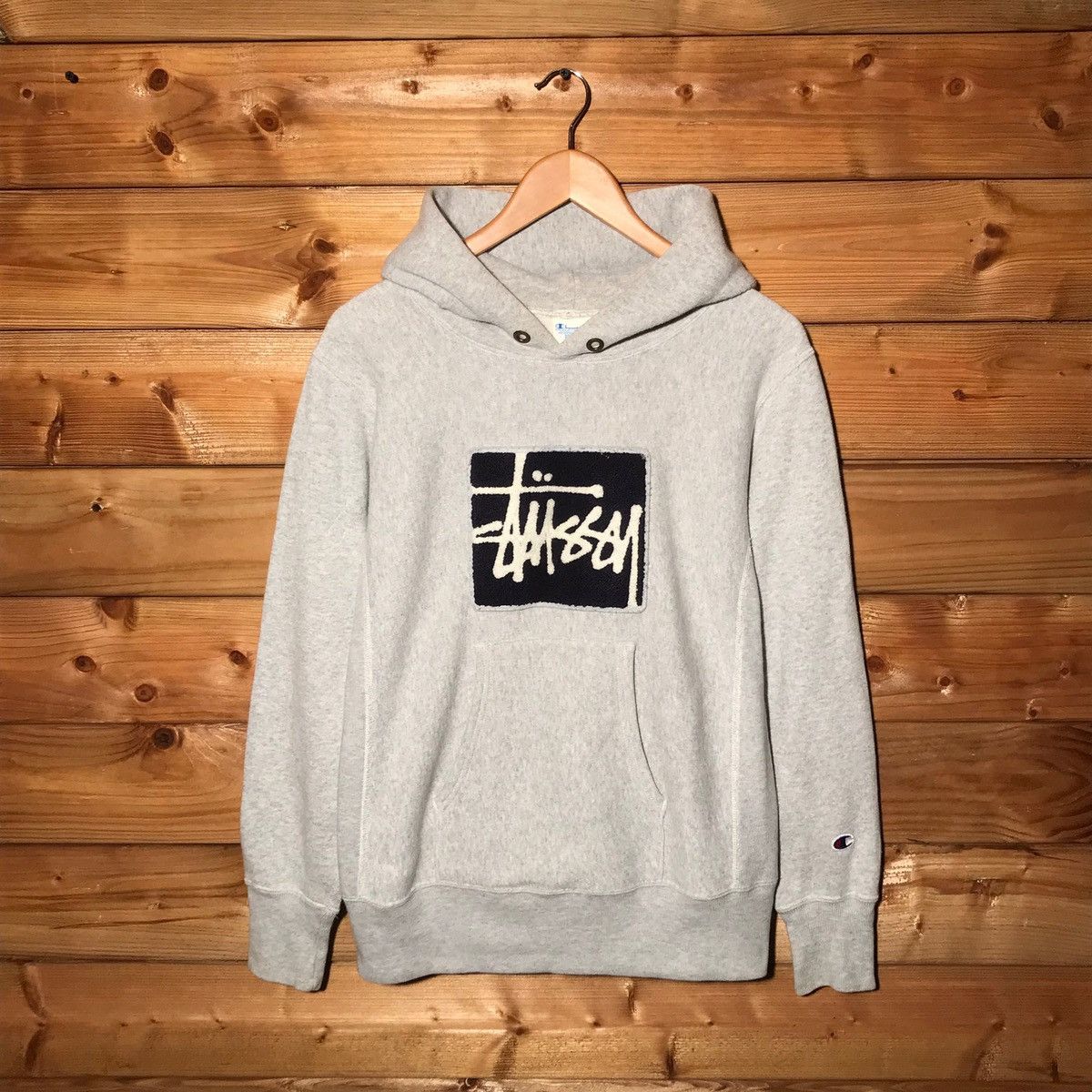 Stussy X Champion Hoodie Stussy X Champion Afterhood Distressed 