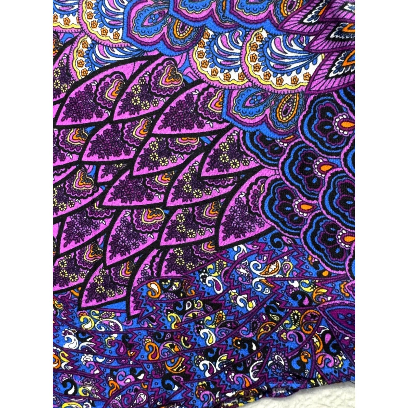 Vintage Women’s Flowy Hippie Pants Pant Wide-Leg Purple M Womens Hillary Harem Rayon Paisley Hippie 90s Style Planned Womens Size 32" / US 10 / IT 46 - 3 Thumbnail