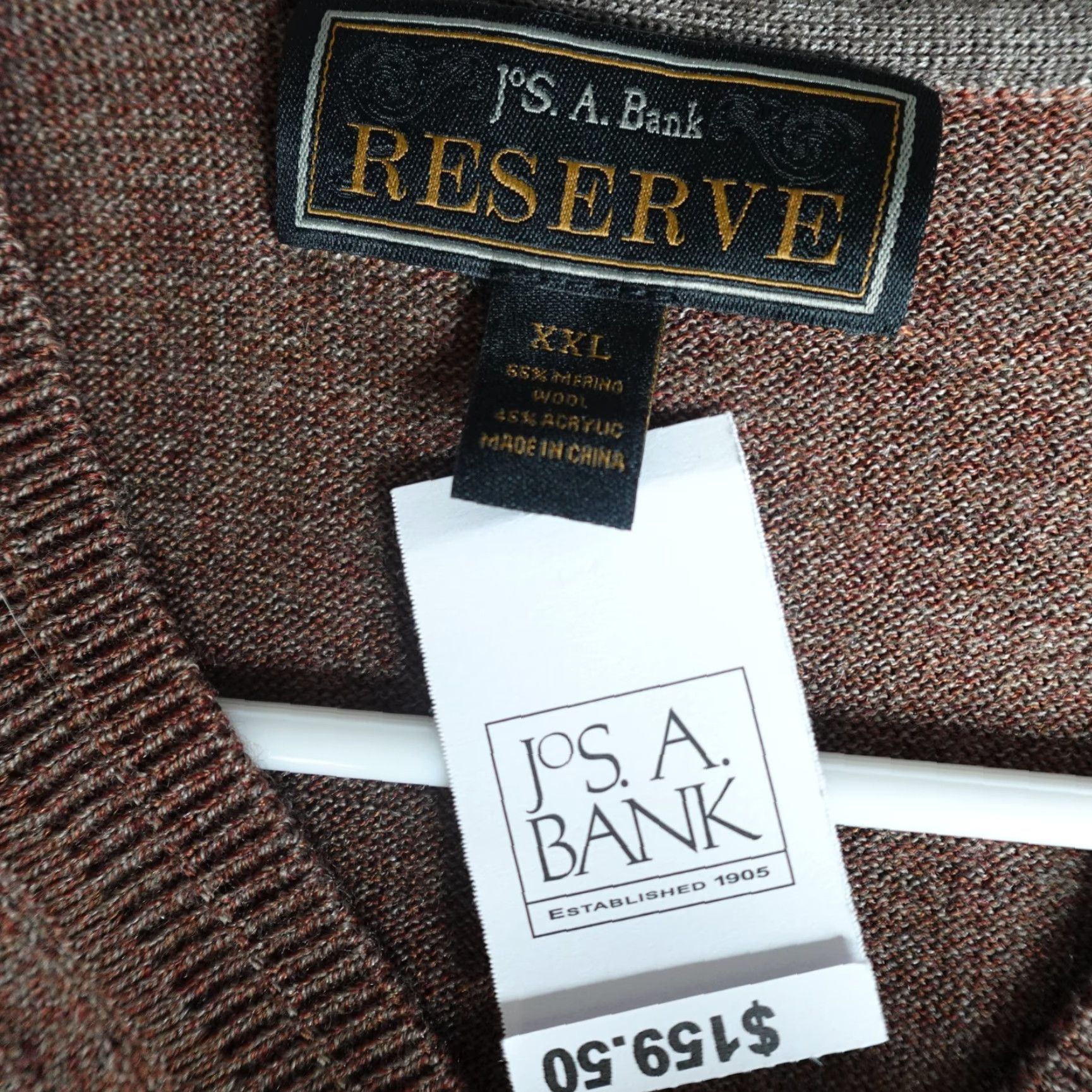 Jos. A. Bank Jos A Bank Sweater 2XL Brown V-Neck Merino Wool Blend NEW Men Pullover Long Sleeve Knit Casual Size US XXL / EU 58 / 5 - 6 Thumbnail
