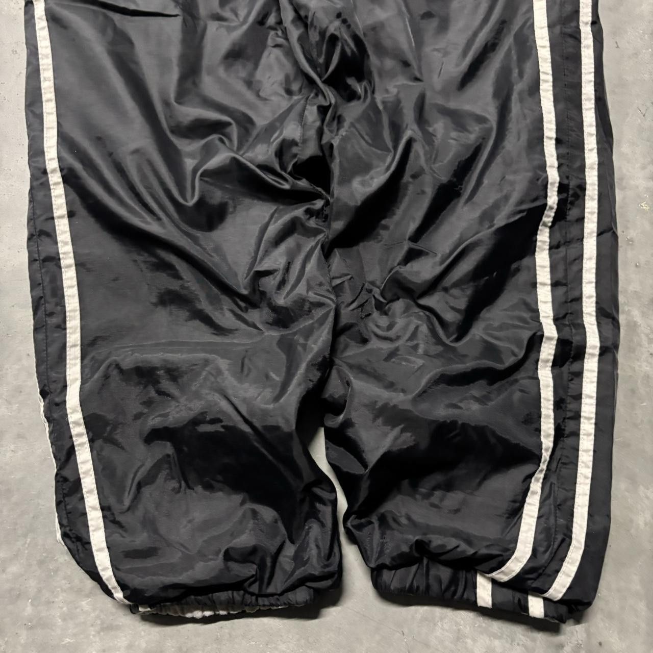 Japanese Brand × Vintage Crazy Vintage Y2K/2000s Black Nylon Striped Skater Reversible Track Pants! Size US 32 / EU 48 - 4 Thumbnail