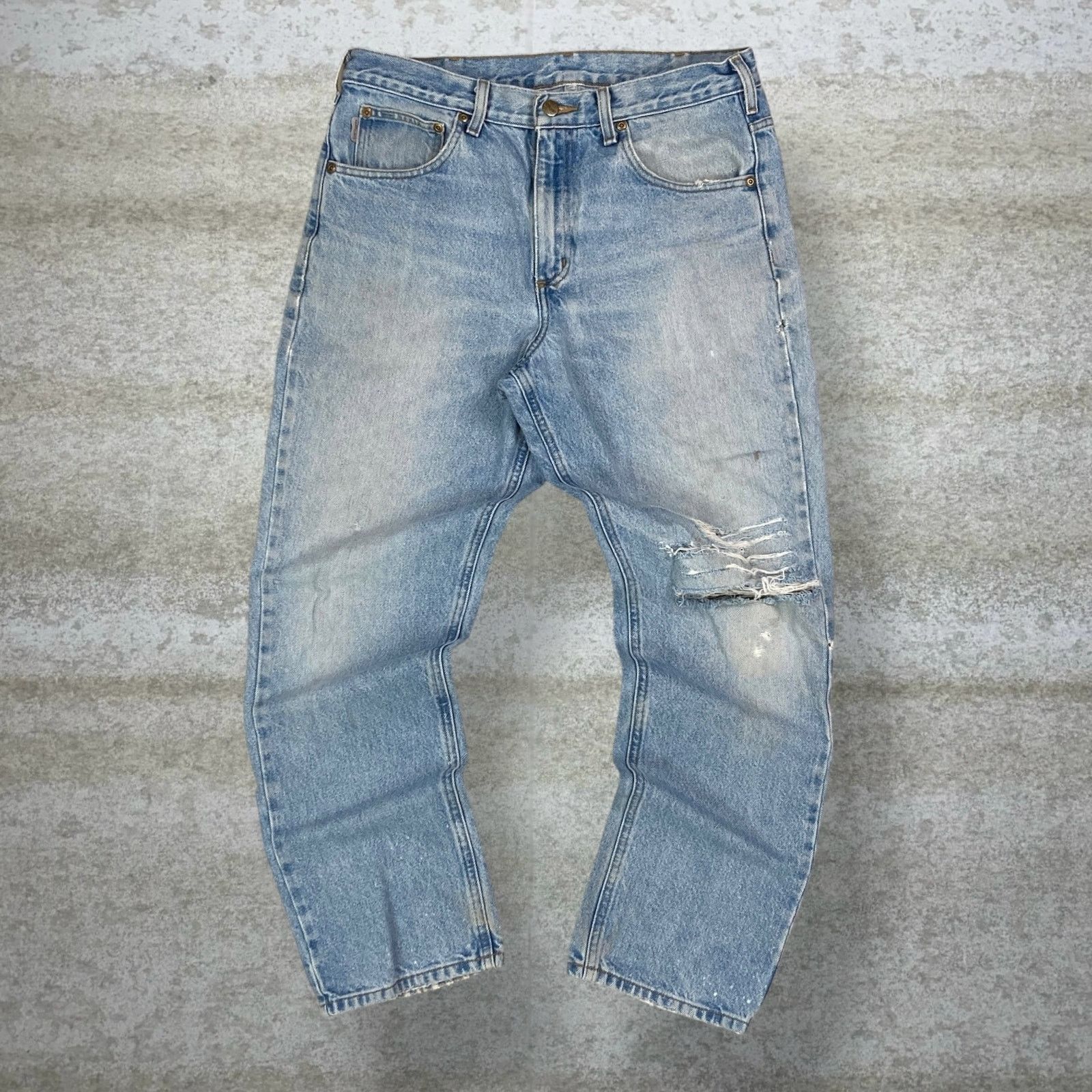 Carhartt Crazy Vintage 90s Carhartt Jeans Relaxed Fit Light Wash Work Size US 34 / EU 50 - 2 Thumbnail
