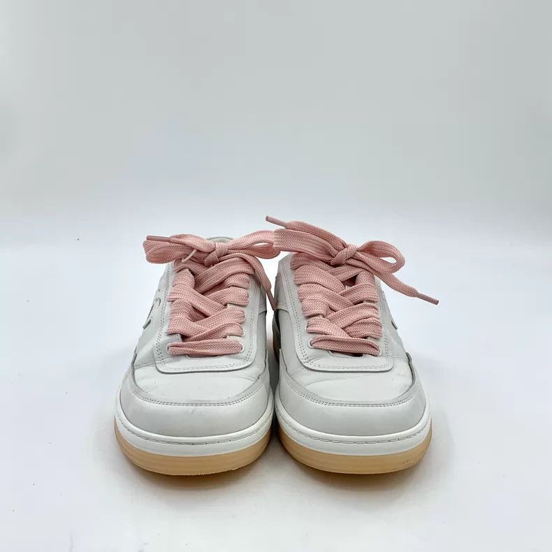 Chanel Chanel White double C logo lace-up casual flat sneakers Size US 7 / IT 37 - 3 Thumbnail