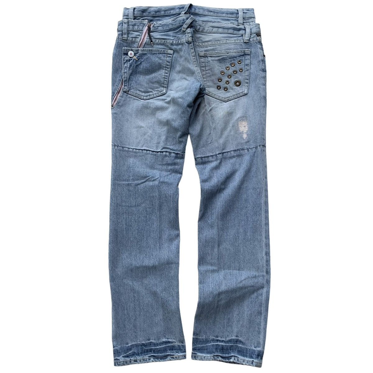 PPFM Rare PPFM Japanese Double Waist Studded Punk Denim Jeans Size US 31 - 4 Thumbnail