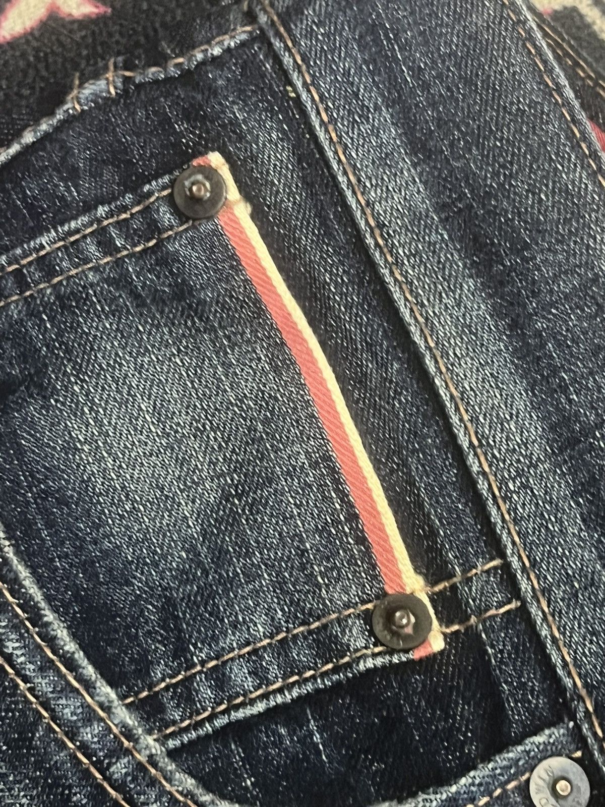 Edwin Edwin 505XX Dark Blue Whisker Buckle Back Selvedge Jeans Size US 33 - 6 Thumbnail