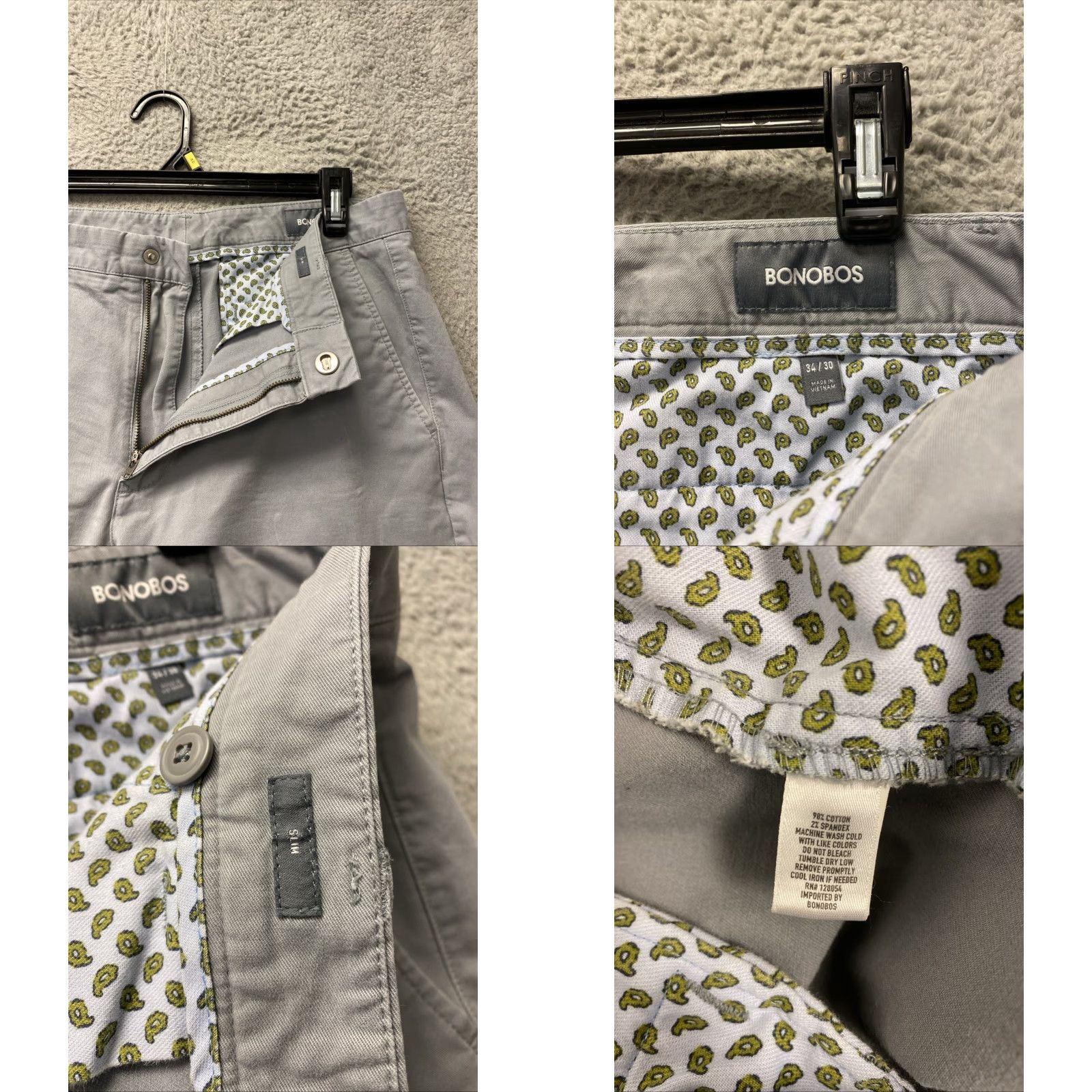 Bonobos Bonobos Chino Pants Men 33x32 Gray Glacier Pants Casual /0434 Size US 33 - 8 Thumbnail