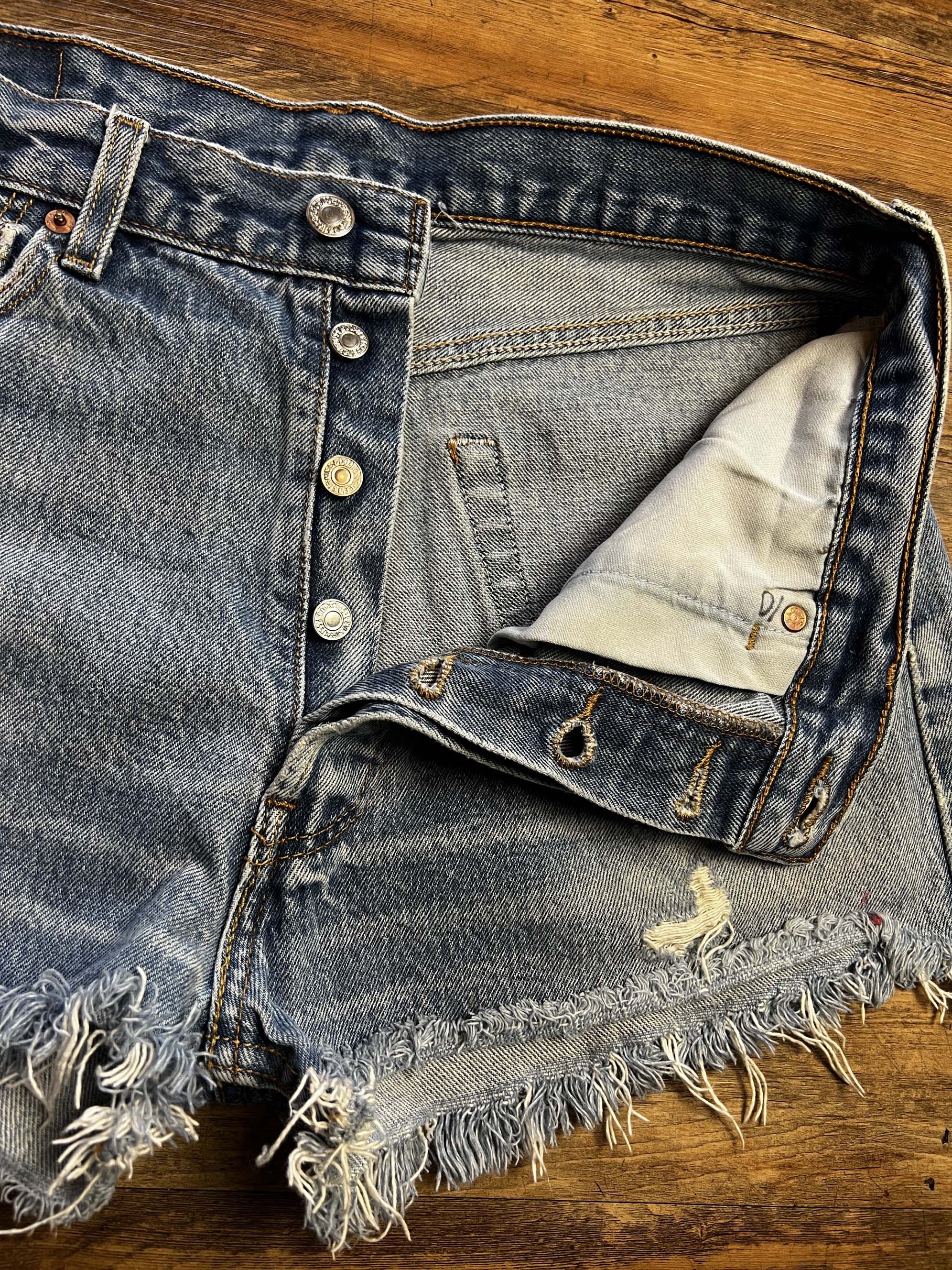 Levi's Vintage Clothing Vintage 1990's Levi's 501 Cut Off Blue Jean Short Shorts Size 33" - 4 Thumbnail