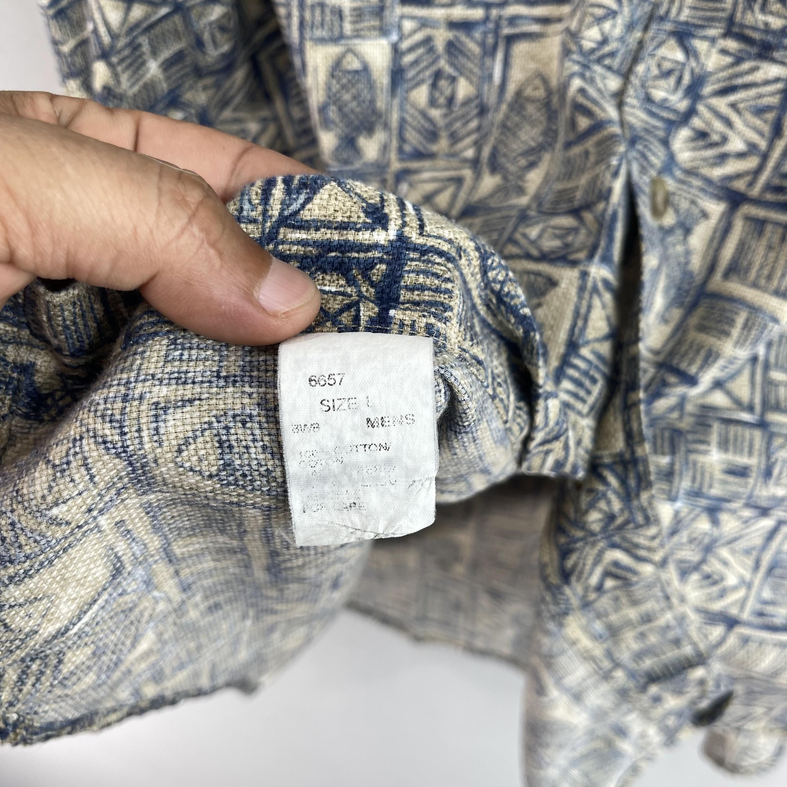 Vintage × Woolrich Woolen Mills Vintage WOOLRICH Hawaii Tribal Fish Motive Shirt Button Up Size US L / EU 52-54 / 3 - 7 Thumbnail
