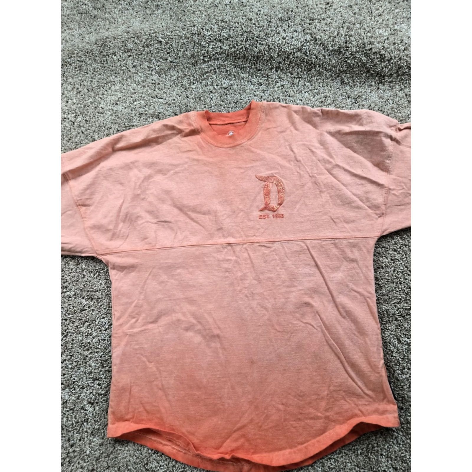 Disney Disneyland Spirit Jersey Shirt Womens Small Orange Glitter Letters Gradient Dye Shirt Size S / US 4 / IT 40 - 3 Thumbnail
