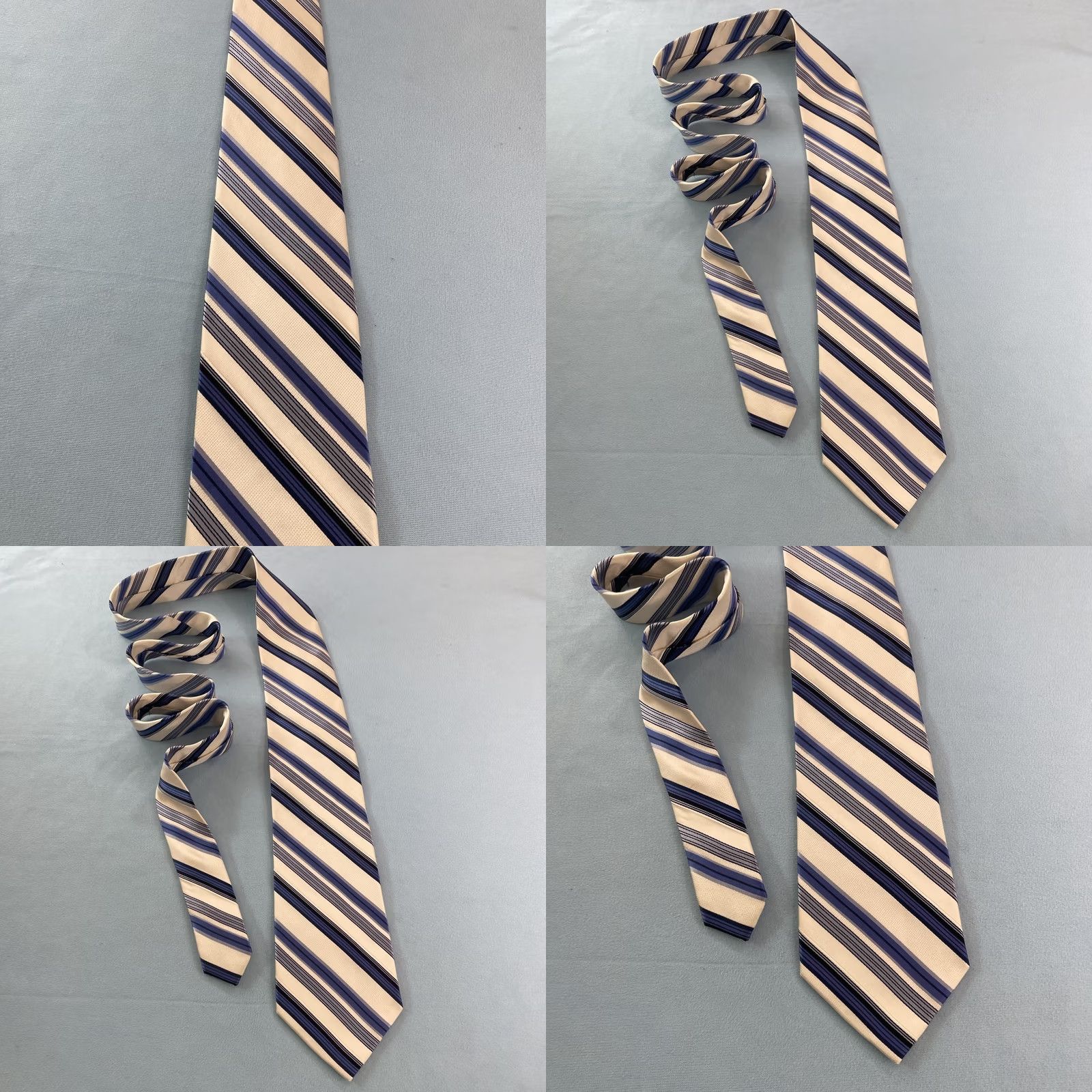 Vintage VINTAGE Bachrach All Silk Tie Repp Tie Striped Necktie Blue White Exec Power Tie 4x61 Cap­sule Wide Necktie Mens Silk Tie Size ONE SIZE - 10 Thumbnail