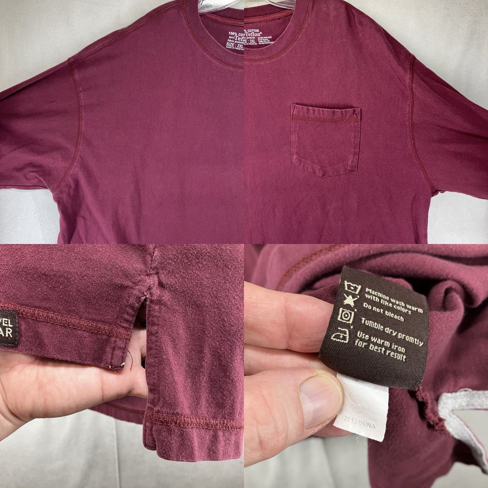 Vintage VINTAGE Gravel Gear Men’s T-Shirt Long Sleeve Merlot 2XL Red Cotton Knit Crew Neck Fisherman Pockets Heavyweight Outdoor Work Wear Mens Size US XXL / EU 58 / 5 - 9 Thumbnail