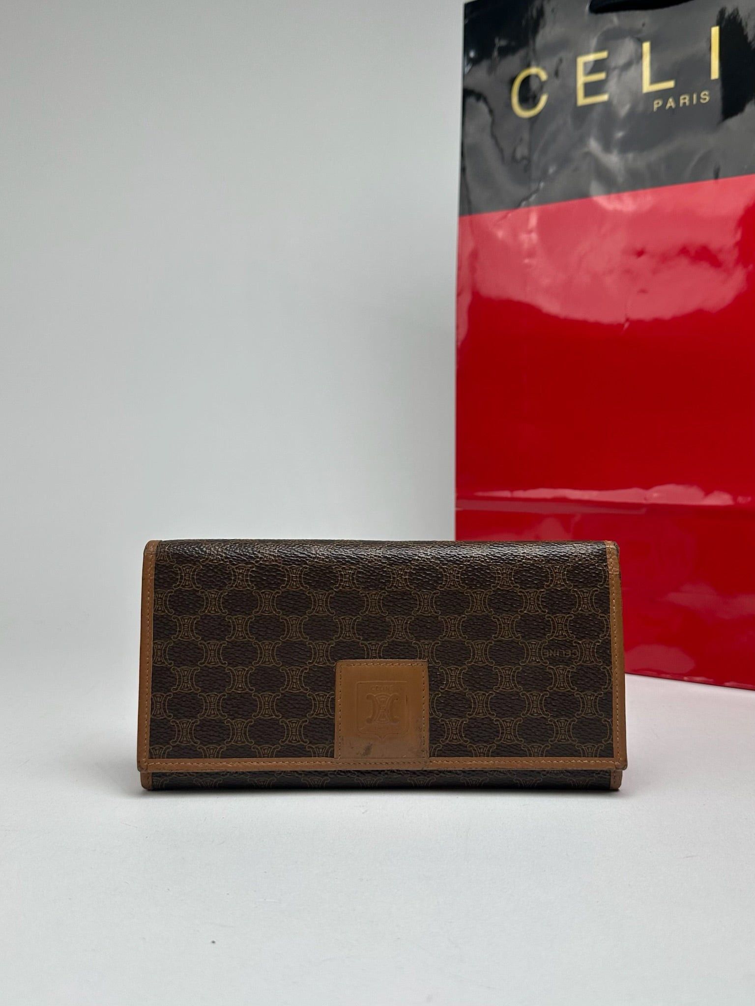 Celine Vintage Paris Leather monogram Wallet Brown Size ONE SIZE - 1 Thumbnail