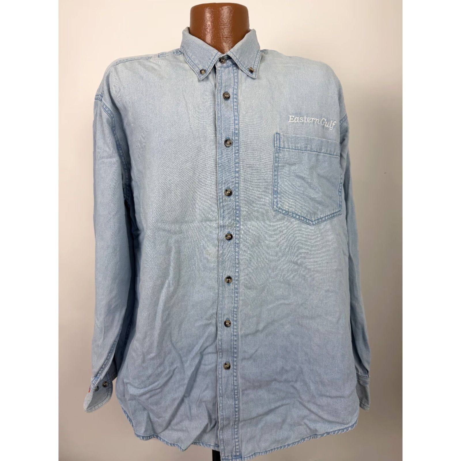 Vintage VINTAGE Rivers End Denim Shirt Men XL Blue 90s Grunge Embroidered Casual Workwear Button-Up Collared Long Sleeve Travel Size US XL / EU 56 / 4 - 2 Thumbnail