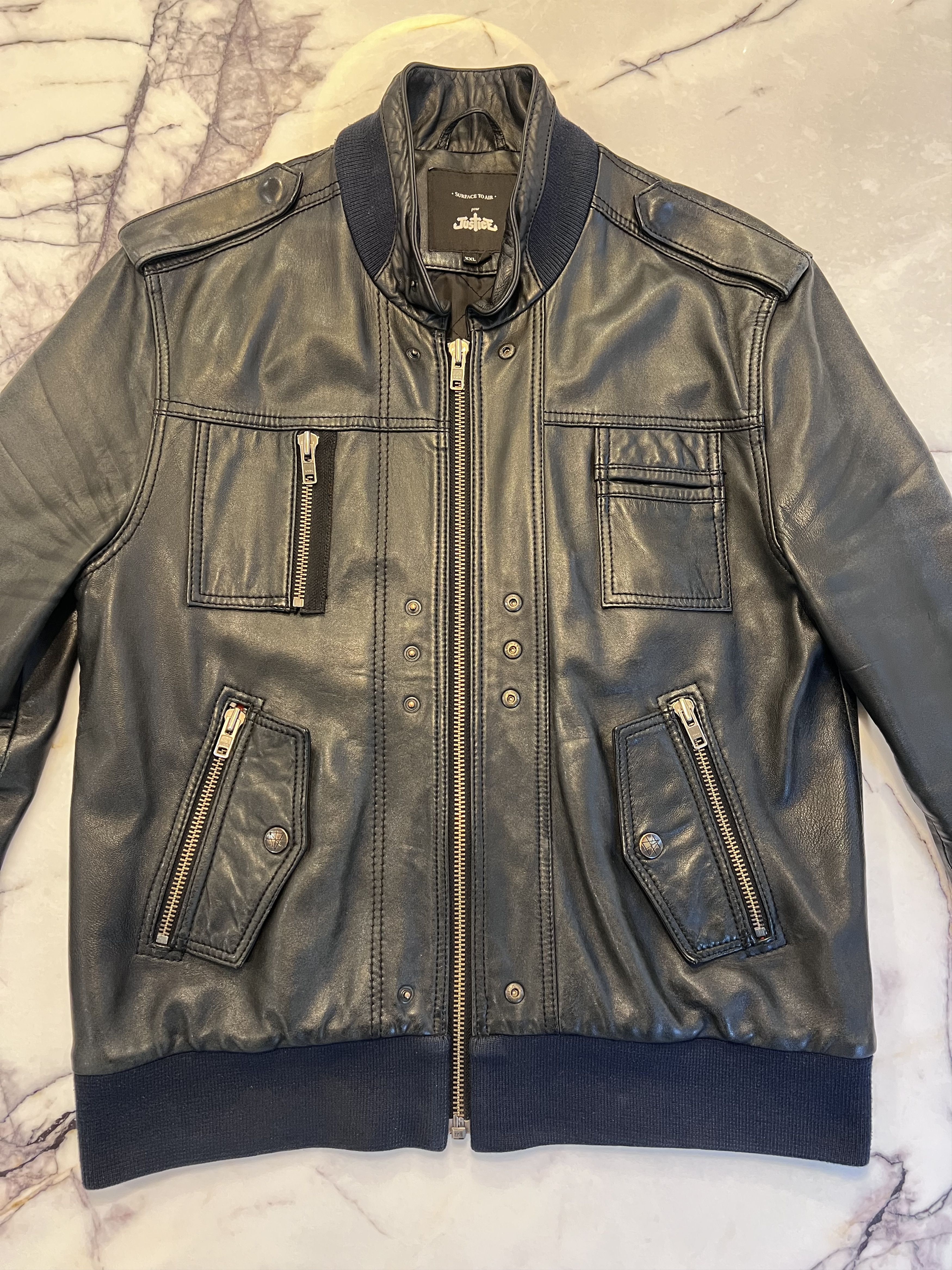 JUSTICE X SURFACE TO AIR XAVIER LEATHER JACKET XXL Rare