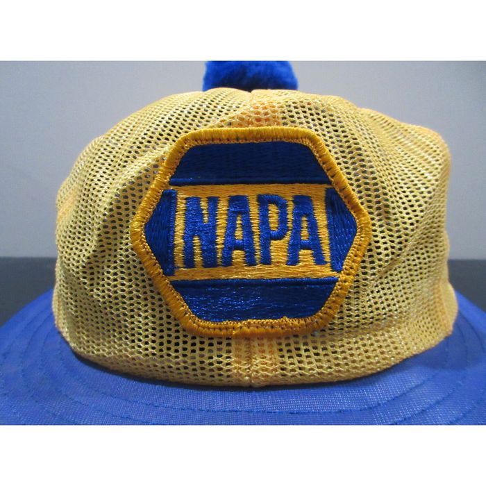 Vintage VINTAGE Napa Hat Cap Snap Back Yellow Blue Trucker Mesh Short ...