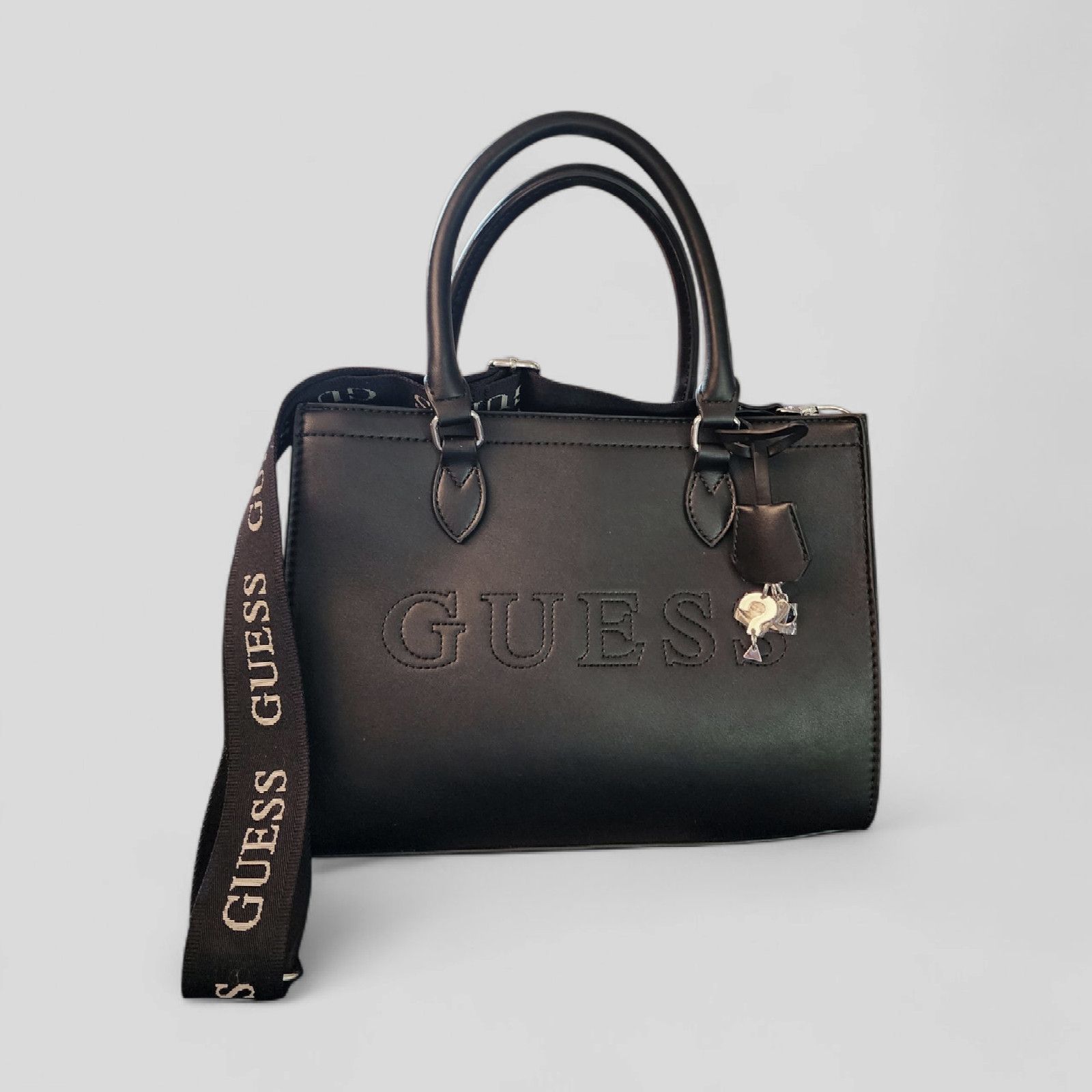 Guess Guess Finianan black faux leather satchel crossbody bag Size ONE SIZE - 1 Thumbnail