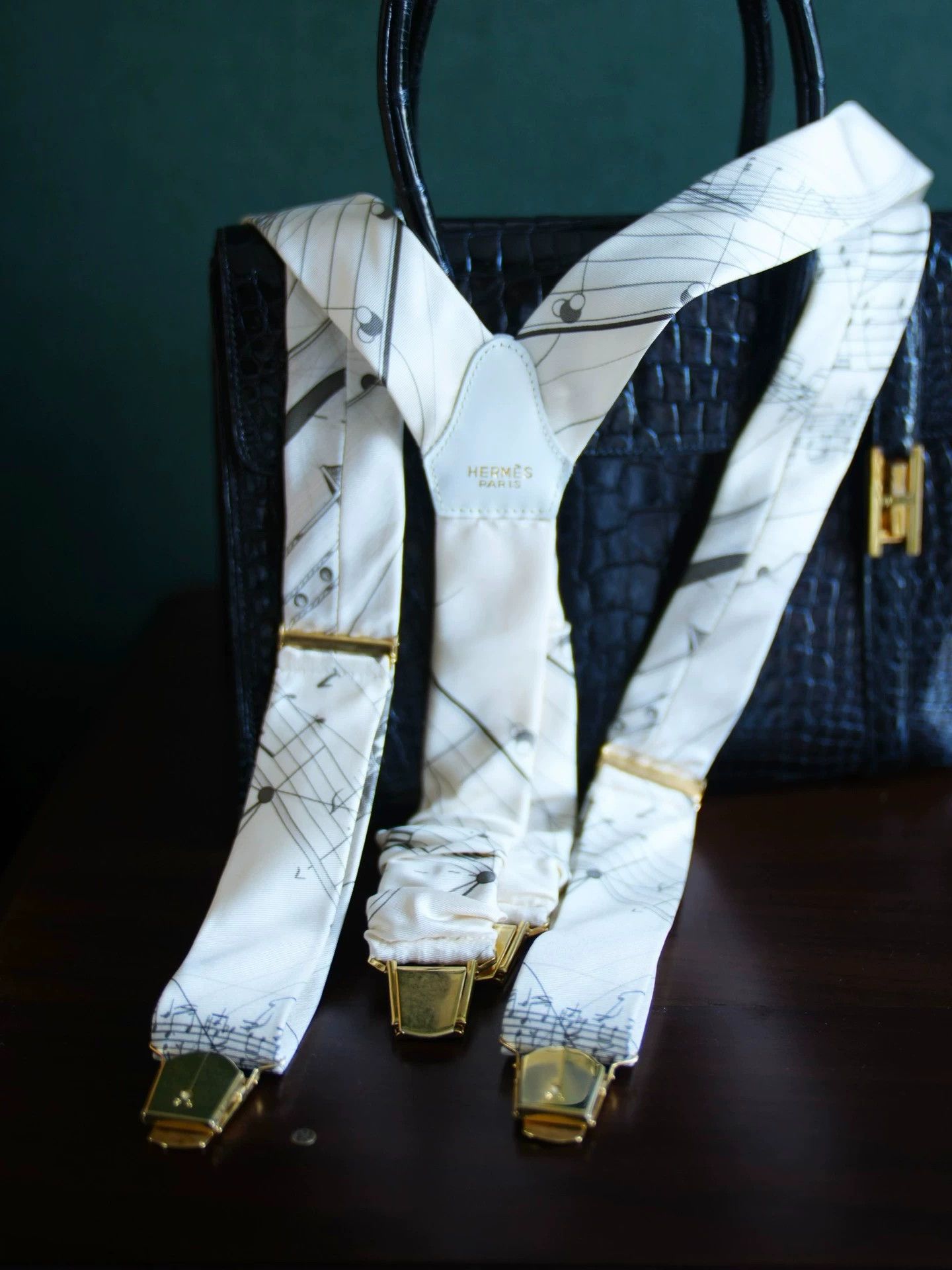 Hermes HERMES Vintage ViolinKing Silk Printed Suspenders Size ONE SIZE - 2 Thumbnail