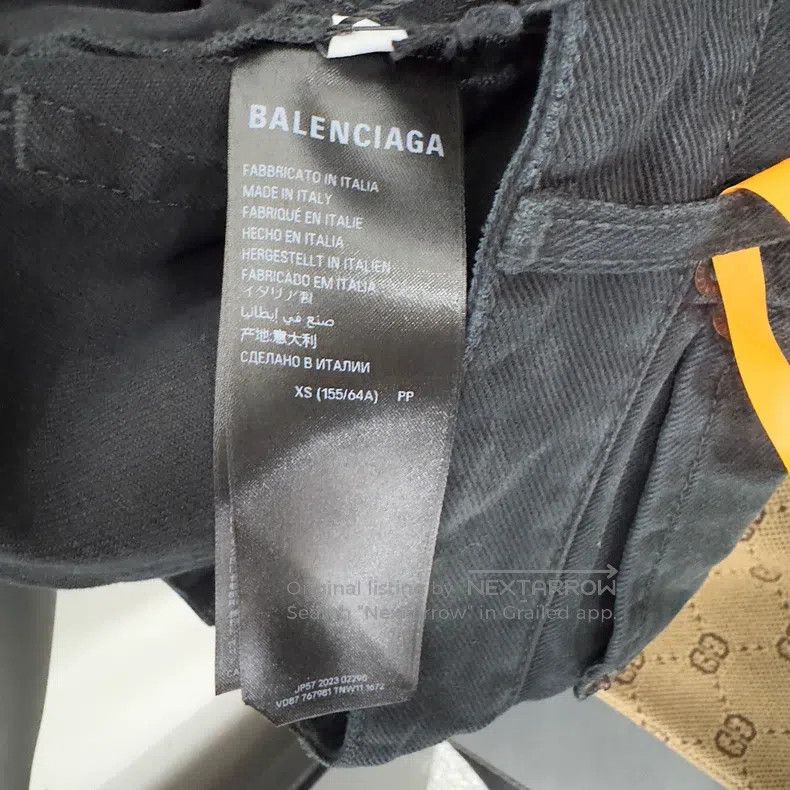 Balenciaga Balenciaga size XS Large Embroidered Logo Black Denim Pant Size US 27 - 4 Thumbnail