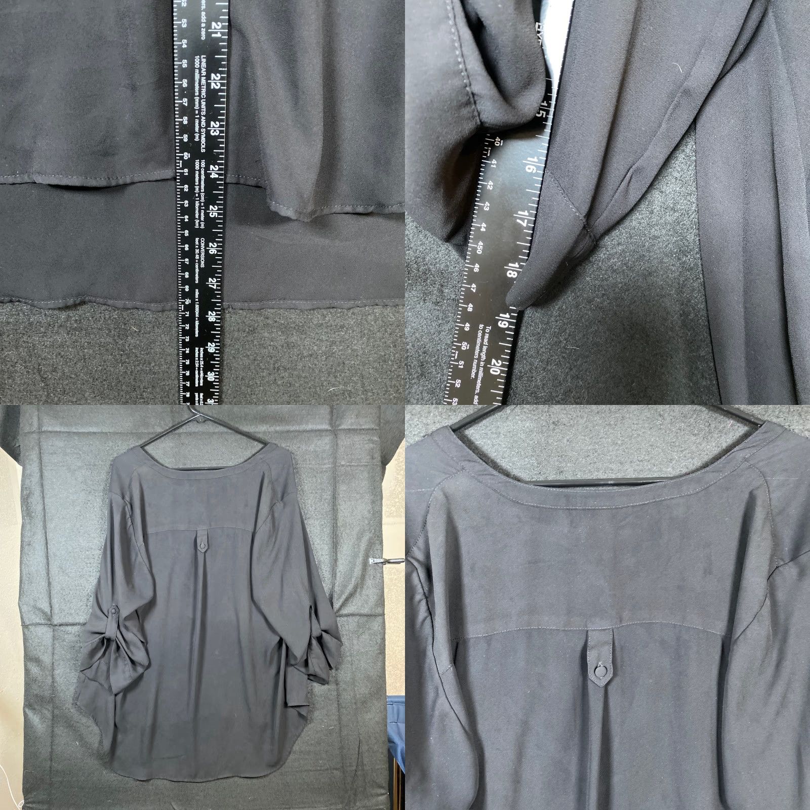 Torrid Torrid Blouse Womens Black Harper Popover V Neck Georgette Roll Tab Sleeve 2X 3/4 Sleeve Solid Pullover Casual Everyday Womens Size XXL / US 16-18 / IT 52-54 - 8 Thumbnail