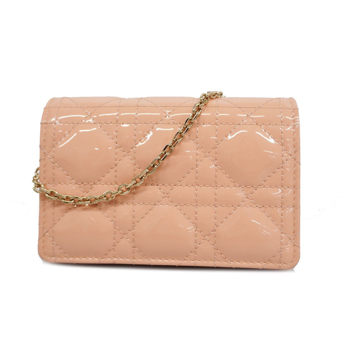 image of Dior Shoulder Bag Cannage Enamel Light Pink, Women's