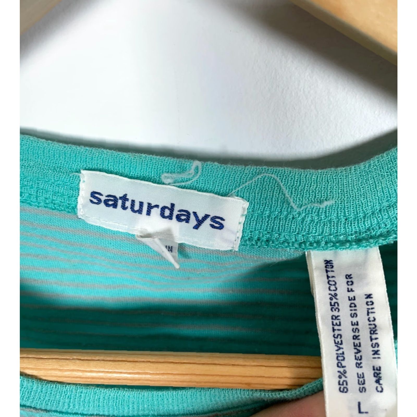 Saturdays NYC VTG Saturdays Striped T-Shirt Adult Large Green Single Stitch Thin Skater Surf Size US L / EU 52-54 / 3 - 3 Thumbnail