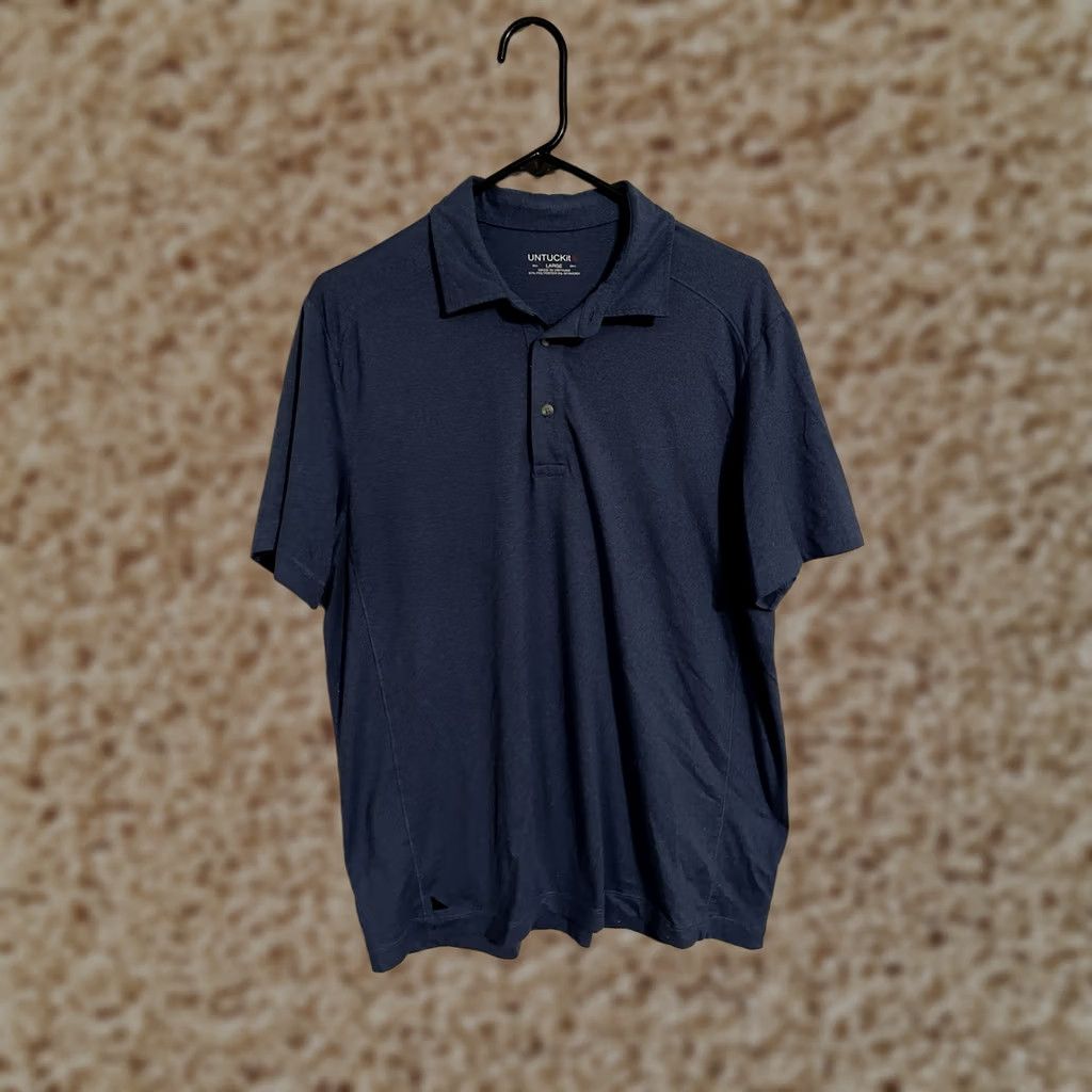 UNTUCKit VINTAGE UNTUCKit Blue Polyester Blend Casual Short Sleeve Polo Shirt - Men's Large Size US L / EU 52-54 / 3 - 1 Thumbnail