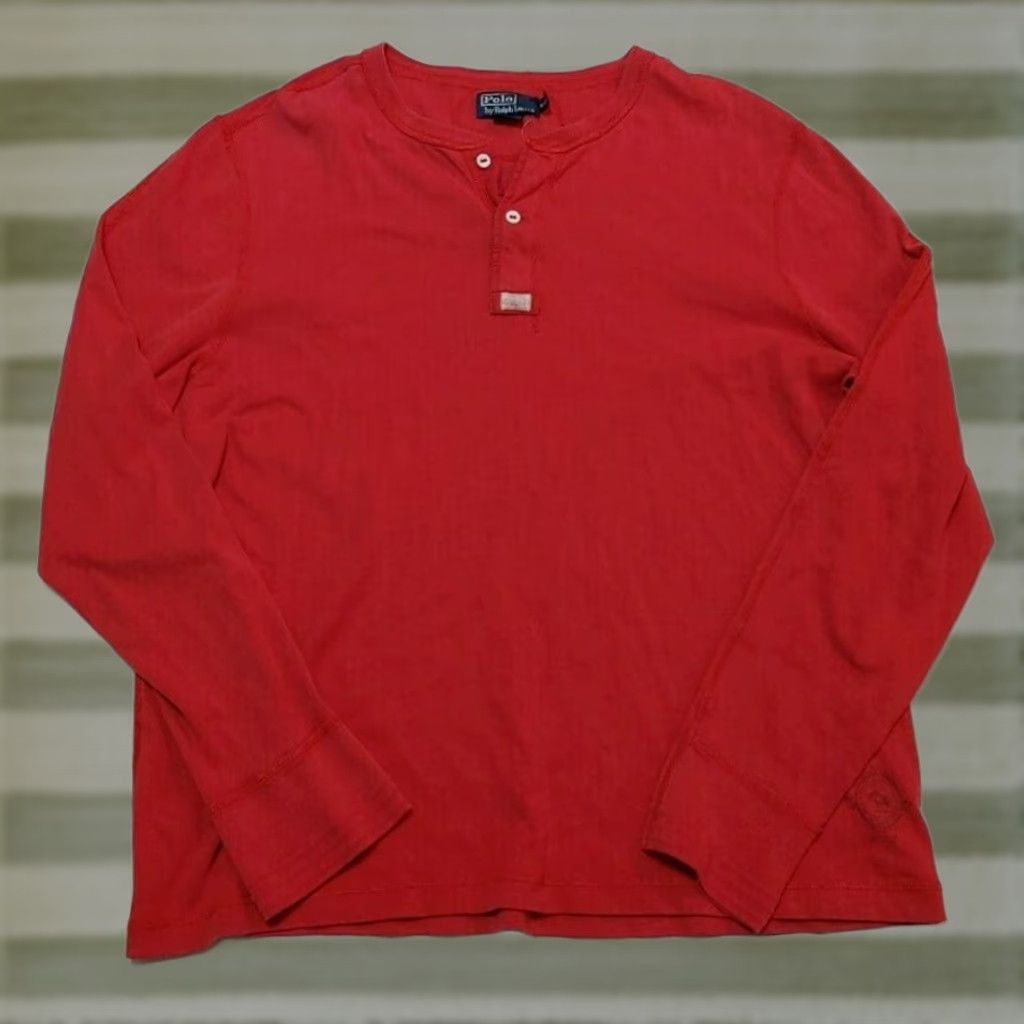 Vintage VINTAGE Polo by Ralph Lauren 1/4 Button Red Pullover Long Sleeve Shirt XXL Men Red Button-Up Polo Shirt 27in Long 24in Pit to Pit Mens Size US XXL / EU 58 / 5 - 1 Thumbnail