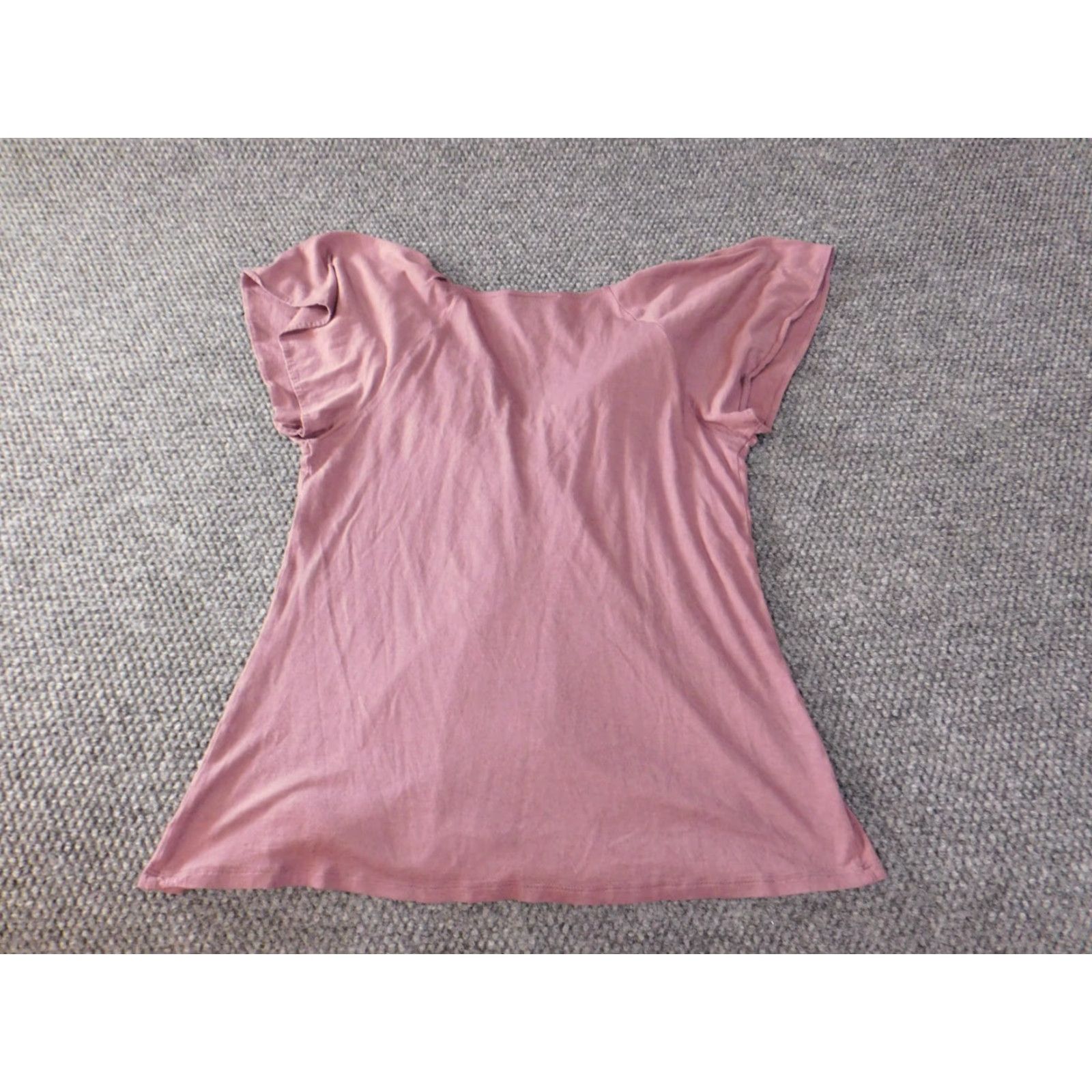 Ann Taylor Ann Taylor Loft Blouse Womens S Purple V-Neck Casual Short Sleeve Pullover Knit Cotton Modal Regular Lightweight Stretch Shirt Size S / US 4 / IT 40 - 7 Thumbnail