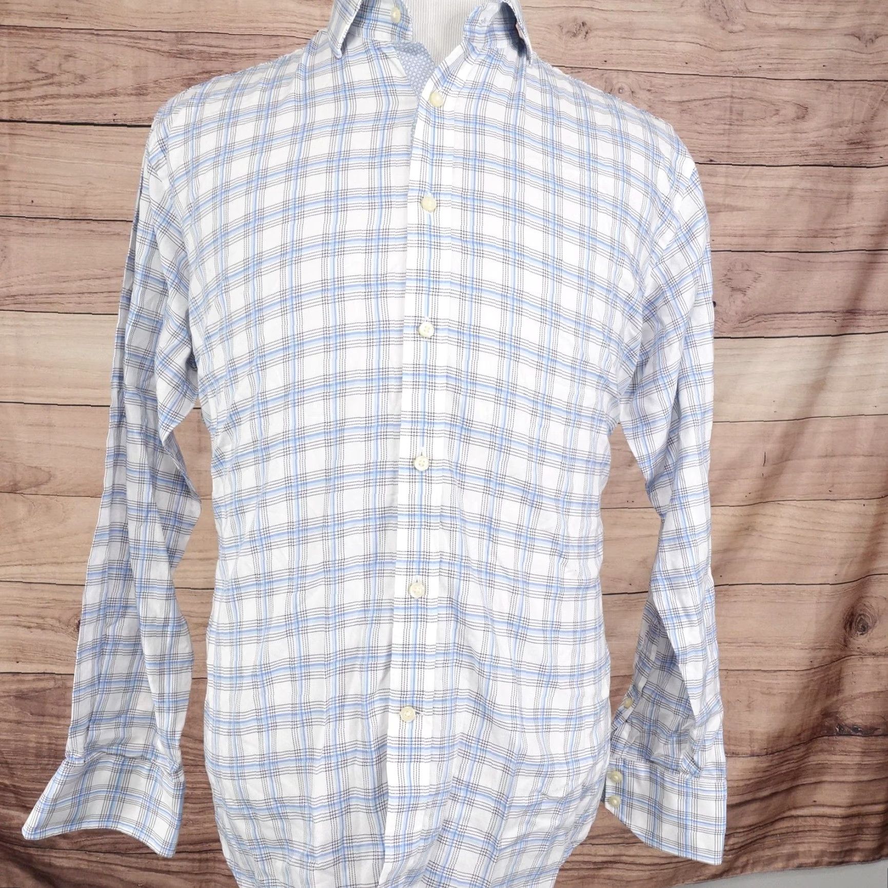 Vintage VINTAGE Thomas Dean Mens Dress Shirt Long Sleeve Plaid Button-Down Collared Size L Size 42R - 3 Thumbnail