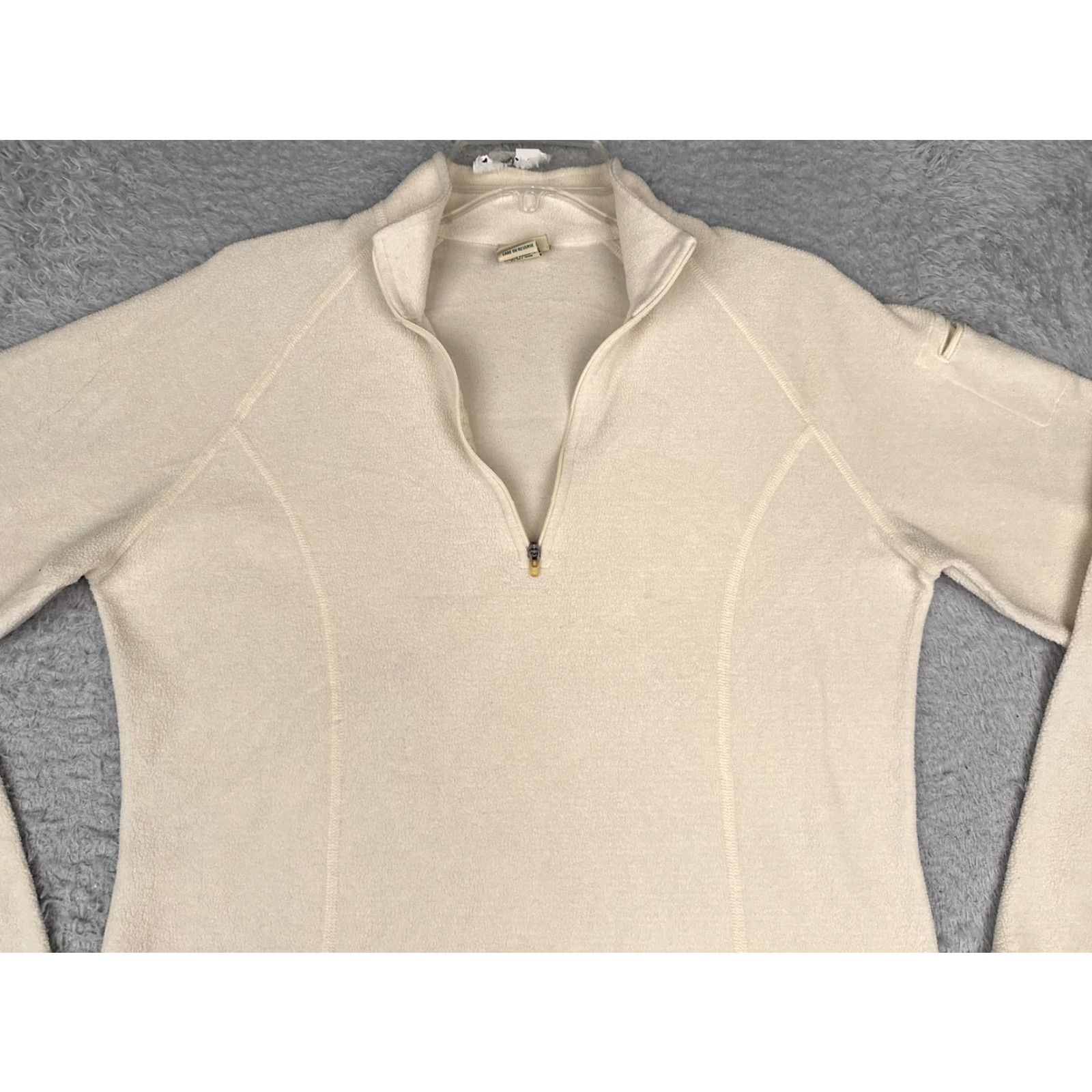 Vintage L.L. Bean Fleece Pullover Womens Medium White 1/4 Zip Mock Neck Pocket Hiking Apparel Casual Outdoor Size M / US 6-8 / IT 42-44 - 4 Thumbnail