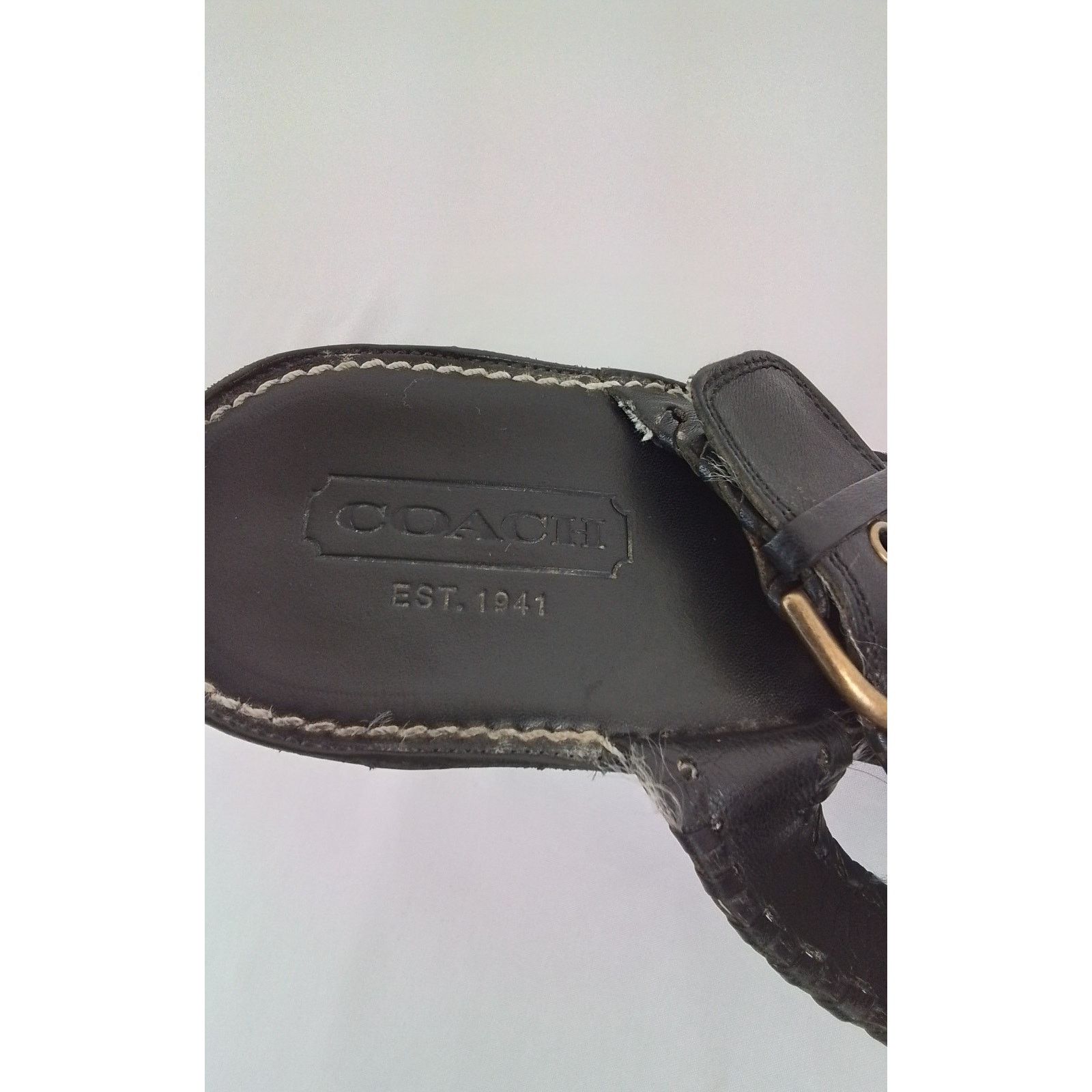 Coach Coach Leather Sandal Heels US 8B Black W/ Stitching & Buckle Size US 8 / IT 38 - 13 Thumbnail