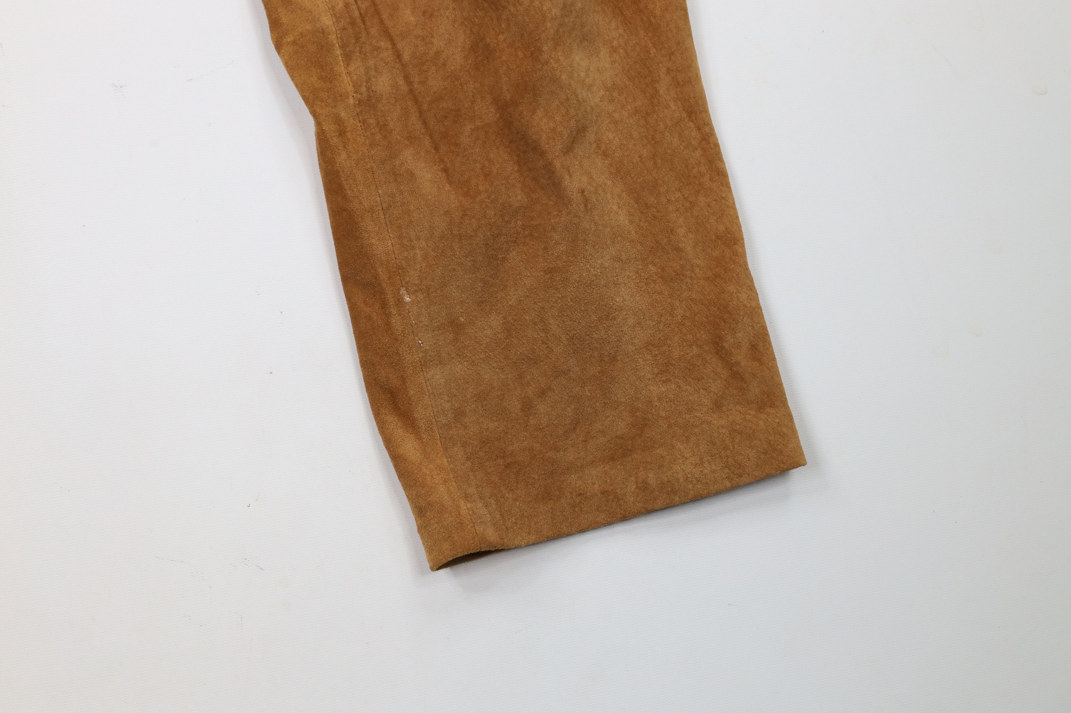 Vintage Vintage 90s Streetwear Leg Suede Leather Pants Brown Size 34" / US 12 / IT 48 - 5 Thumbnail