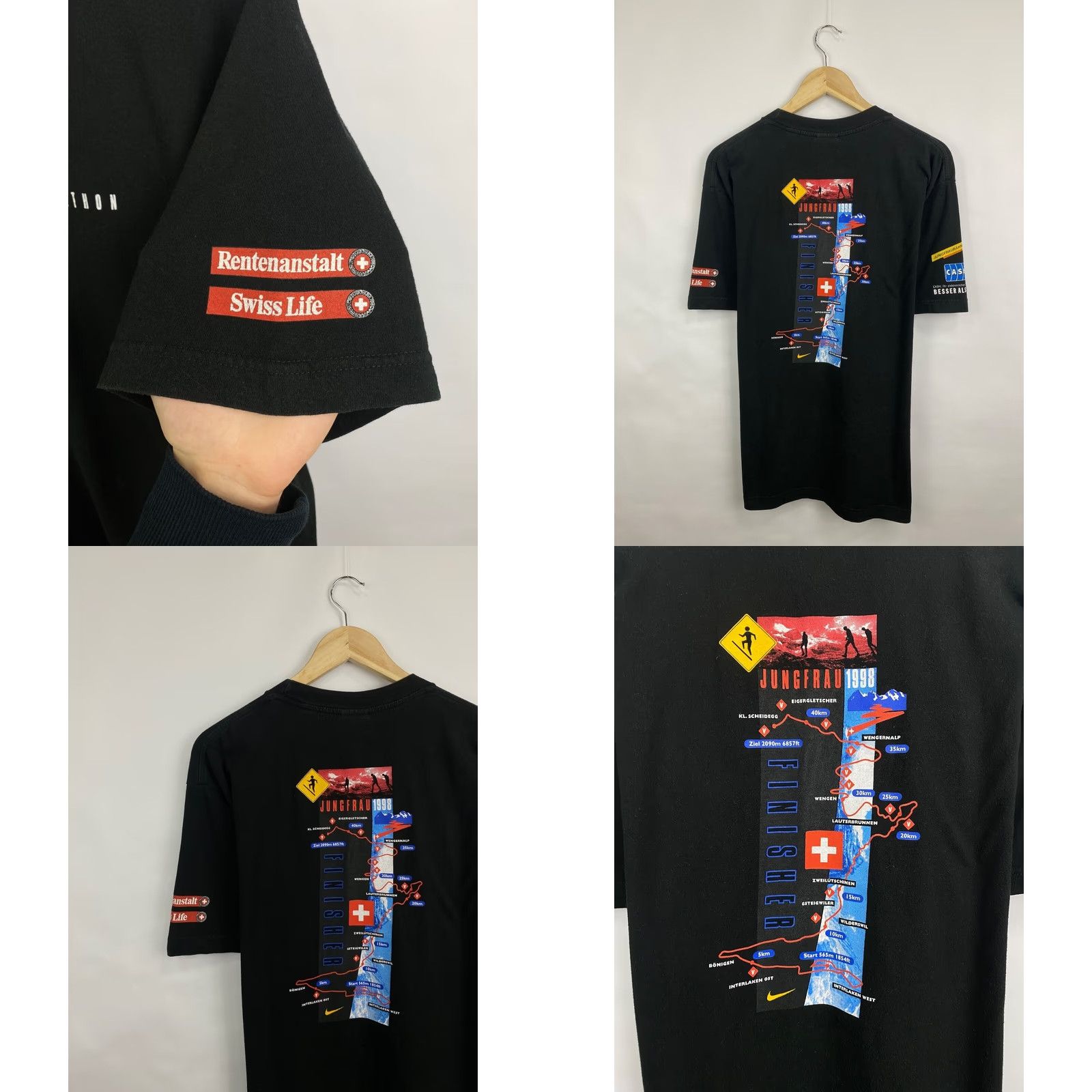 Nike VINTAGE Nike Jungfrau Marathon T-shirt Mens M Black Retro 1998 Size US M / EU 48-50 / 2 - 8 Thumbnail