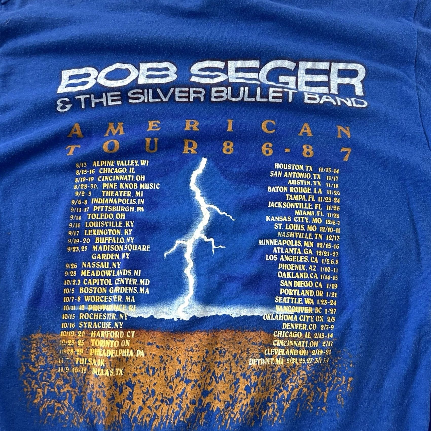 Vintage Vintage Bob Seger Short Sleeve T Shirt Mens L Blue Ched 1986-1987 Size US L / EU 52-54 / 3 - 6 Thumbnail