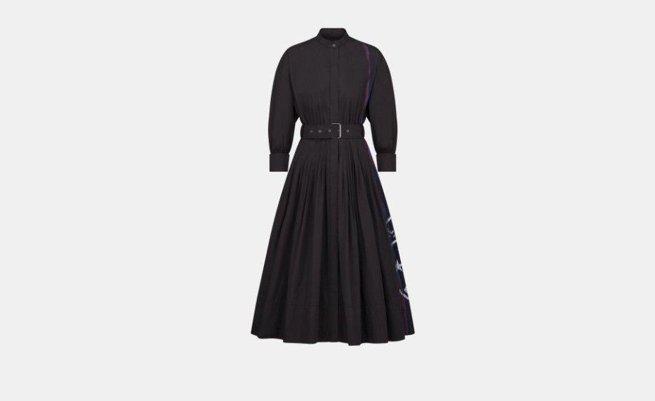 o1w1db10824 Mid-Length Shirt Dress in Black