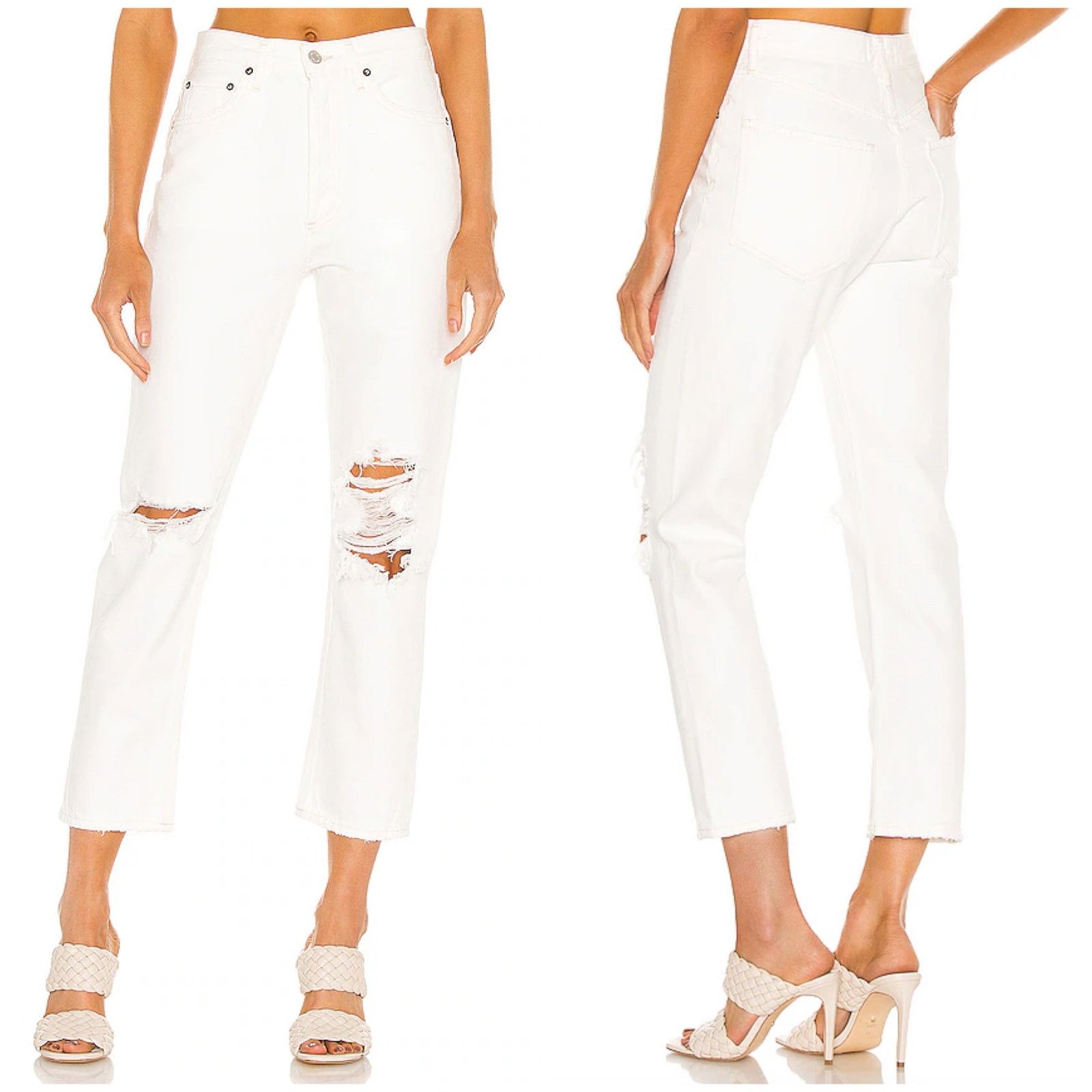 Agolde NEW AGOLDE Riley High Rise Straight Crop Jeans Veil White Size 24" / US 00 / IT 34 - 1 Thumbnail