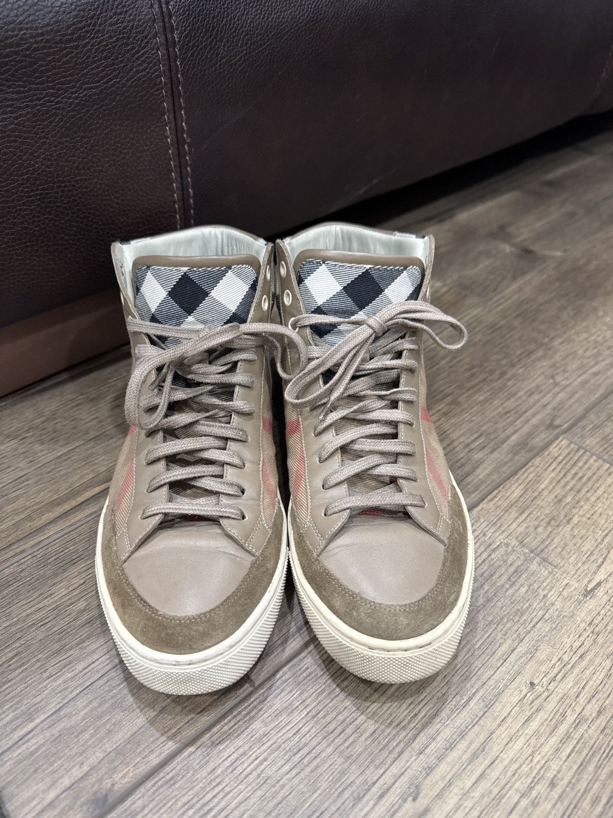 Burberry Burberry High-Top Tartan Leather-Suede-Cloth Sneaker Size US 8.5 / EU 41-42 - 5 Thumbnail