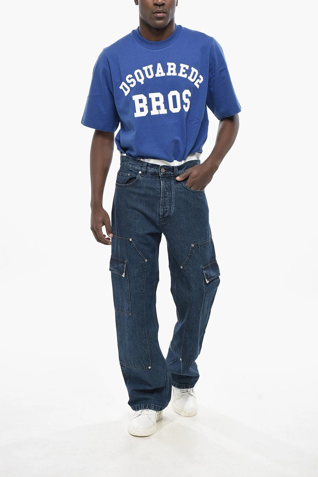 Palm Angels og1mm0326 Cargo Straight-Fit Jeans in Blue Size US 34 / EU 50 - 4 Thumbnail