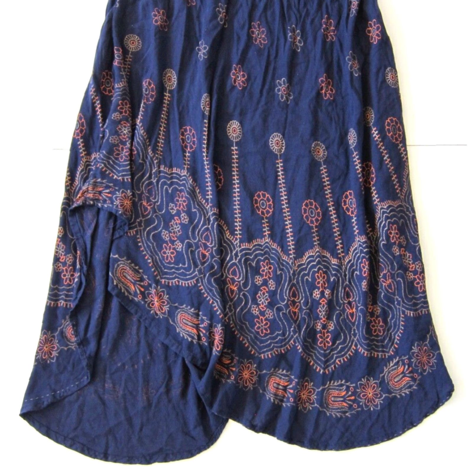 Vintage Lapogee India 100% Rayon Blue Orange Floral Long Tank Maxi Tunic Dress Small Size S / US 4 / IT 40 - 7 Thumbnail